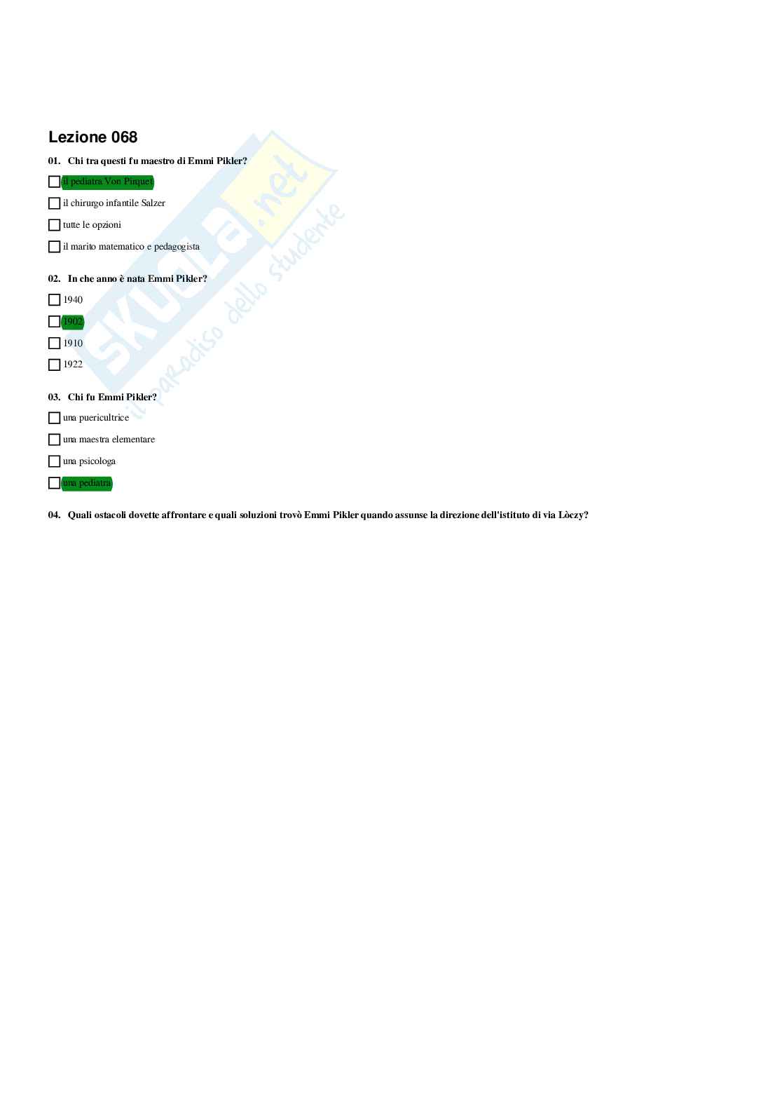 Paniere Storia della pedagogia  - Risposte Multiple - aggiornato (2026) Pag. 71