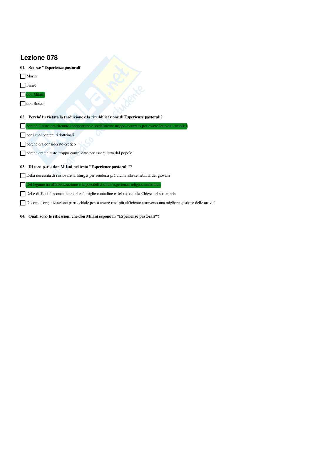 Paniere Storia della pedagogia  - Risposte Multiple - aggiornato (2026) Pag. 81