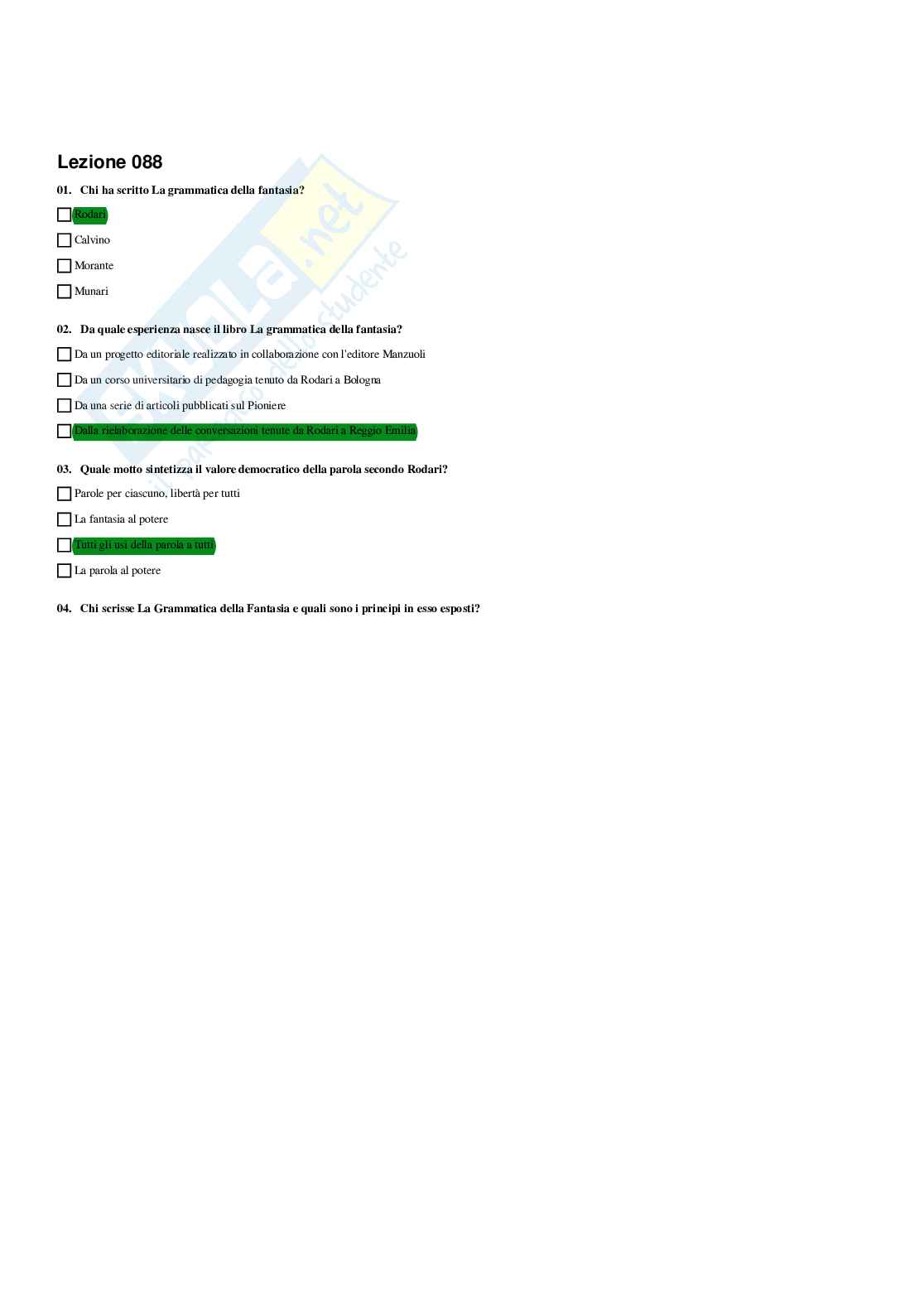 Paniere Storia della pedagogia  - Risposte Multiple - aggiornato (2026) Pag. 91