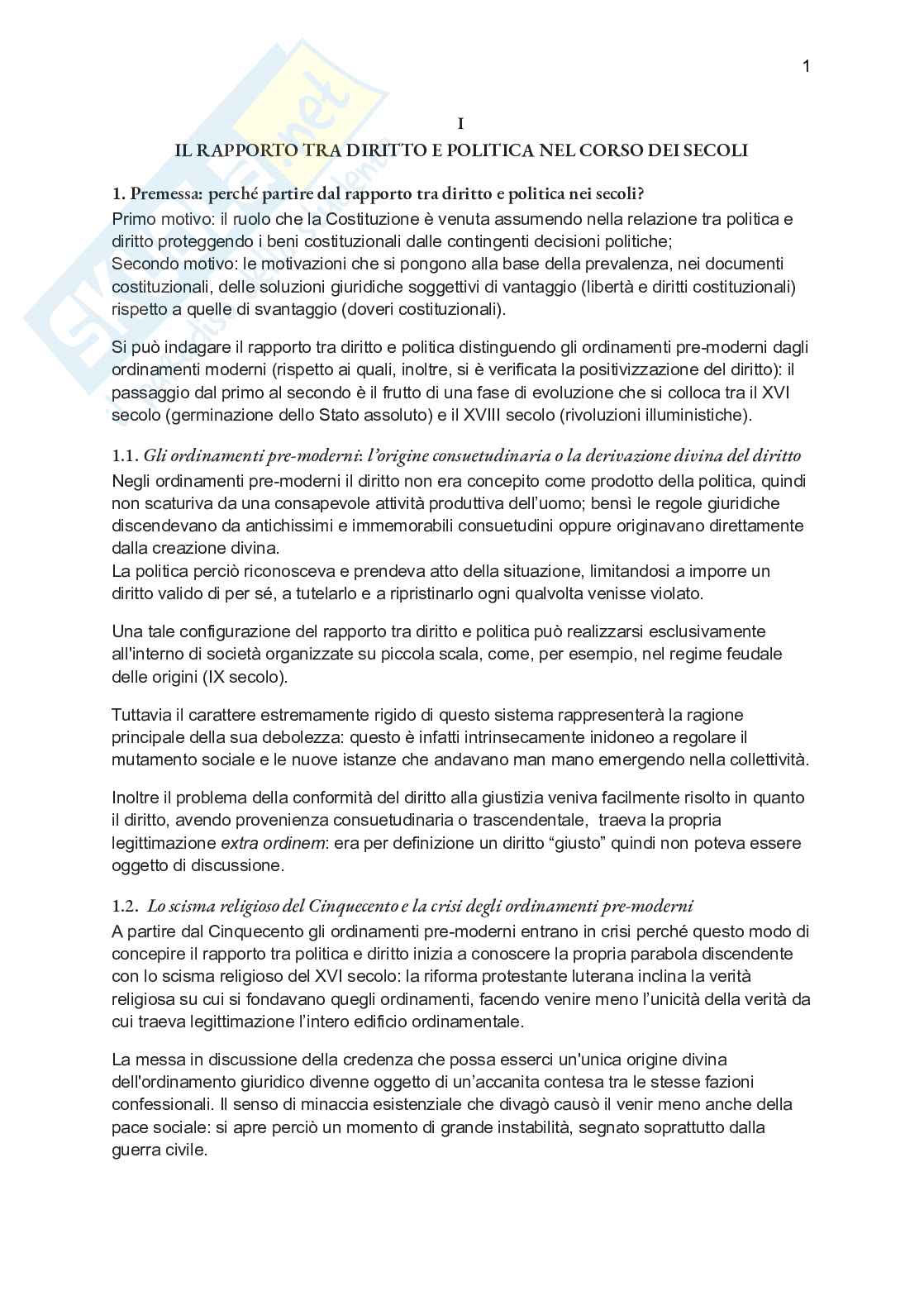 Riassunto esame Diritto costituzionale, Prof. Bascherini Gianluca, libro consigliato Lineamenti di diritto costituzionale , Zagrebelsky Pag. 1