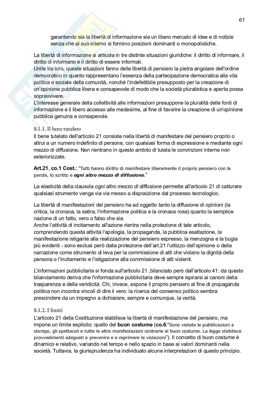 Riassunto esame Diritto costituzionale, Prof. Bascherini Gianluca, libro consigliato Lineamenti di diritto costituzionale , Zagrebelsky Pag. 61