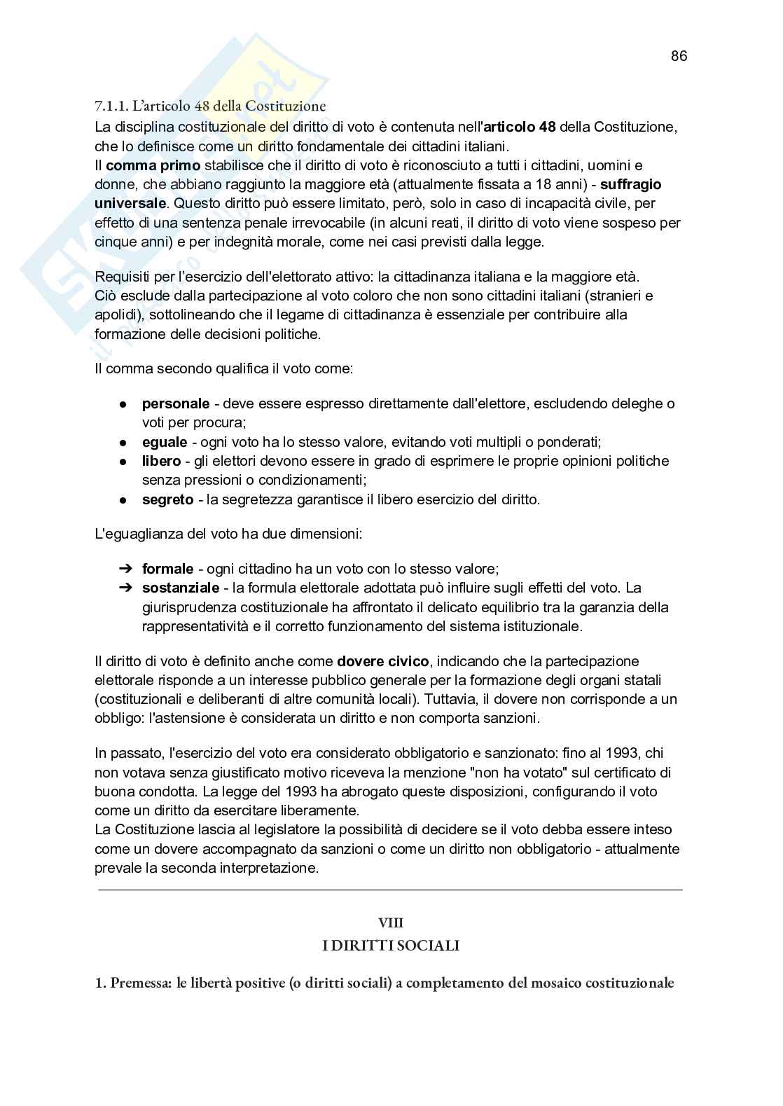 Riassunto esame Diritto costituzionale, Prof. Bascherini Gianluca, libro consigliato Lineamenti di diritto costituzionale , Zagrebelsky Pag. 86