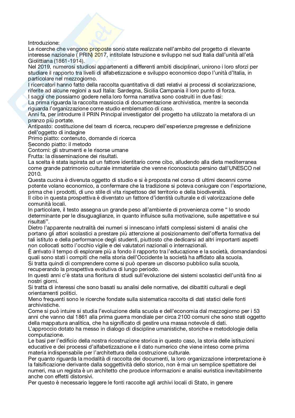 Riassunto esame Storia dell'educazione, Prof. Pruneri Fabio, libro consigliato Le riforme della scuola e dei metodi didattici in Sardegna attraverso la corrispondenza Manunta-Cherubini (1826-1844), Pruneri  Pag. 1
