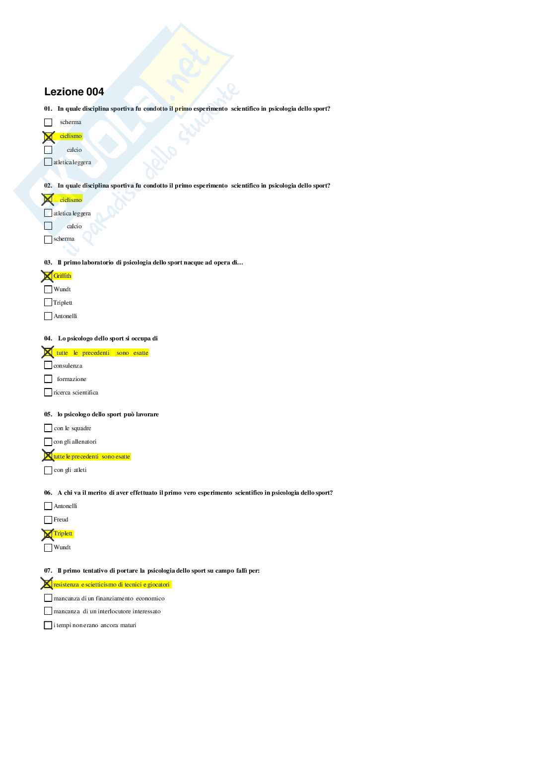 Risposte domande chiuse Psicologia generale e dell'attività fisica aggiornate 2026  Pag. 11