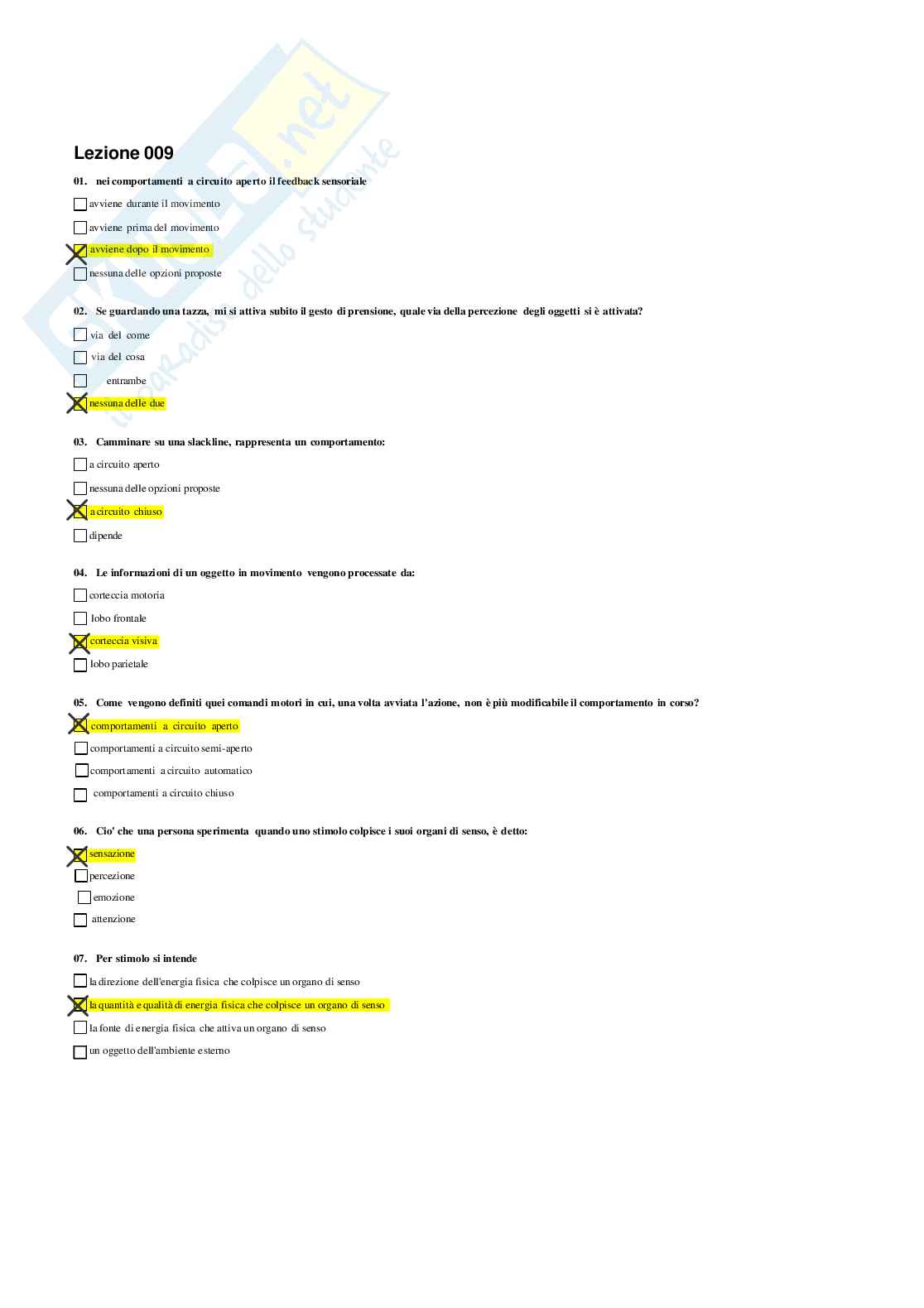 Risposte domande chiuse Psicologia generale e dell'attività fisica aggiornate 2026  Pag. 16