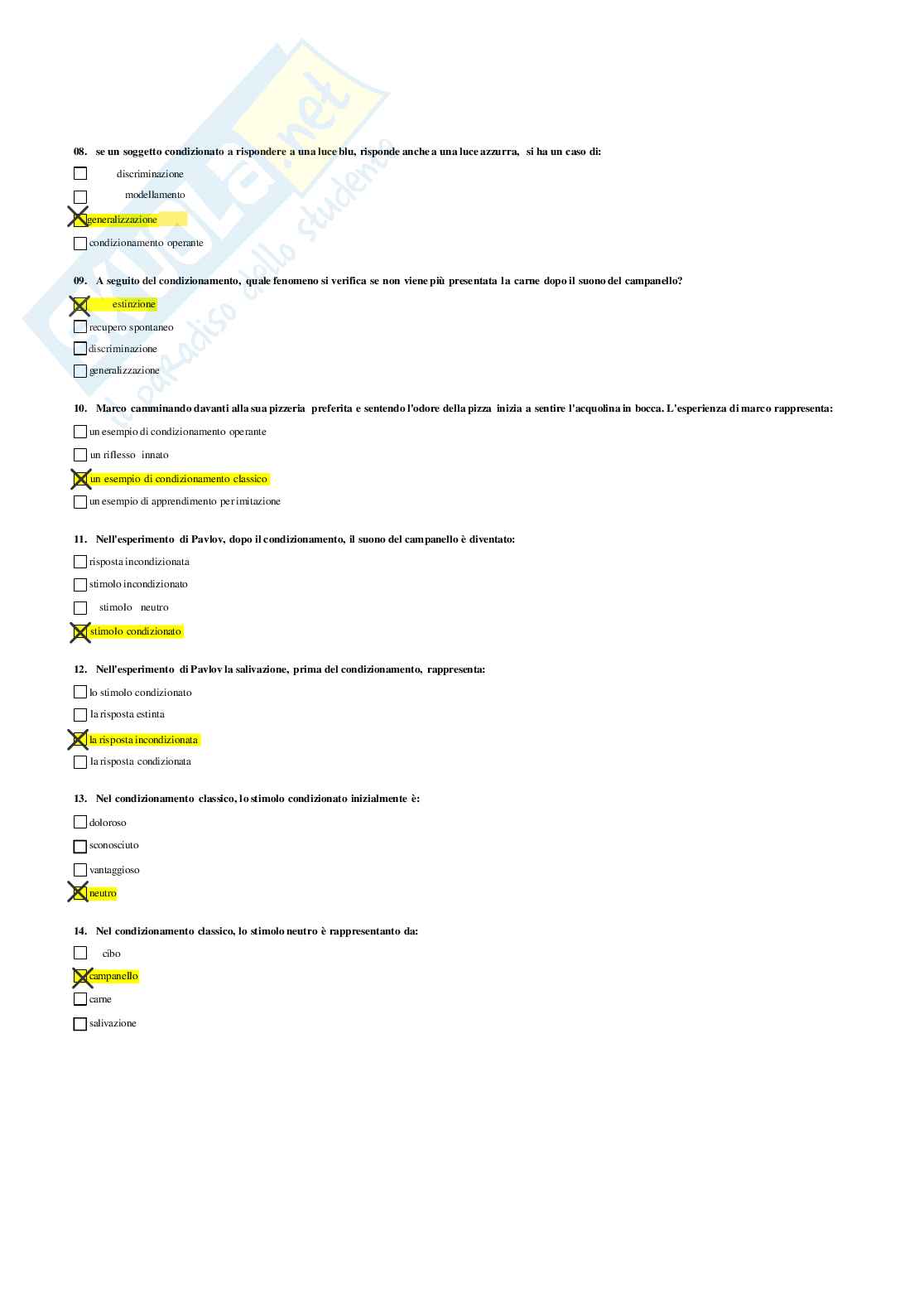 Risposte domande chiuse Psicologia generale e dell'attività fisica aggiornate 2026  Pag. 26