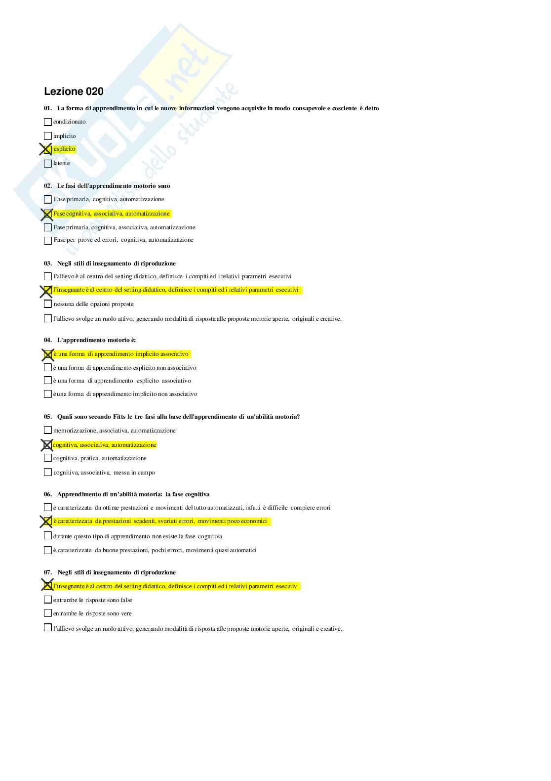 Risposte domande chiuse Psicologia generale e dell'attività fisica aggiornate 2026  Pag. 31