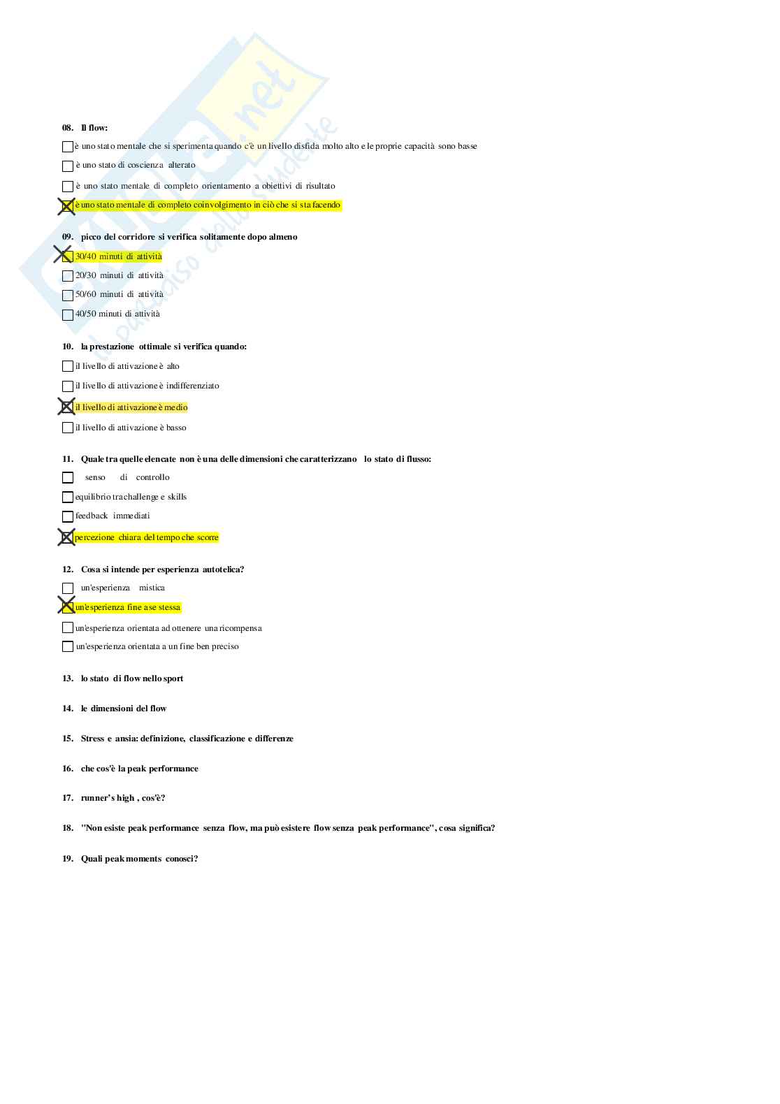 Risposte domande chiuse Psicologia generale e dell'attività fisica aggiornate 2026  Pag. 56