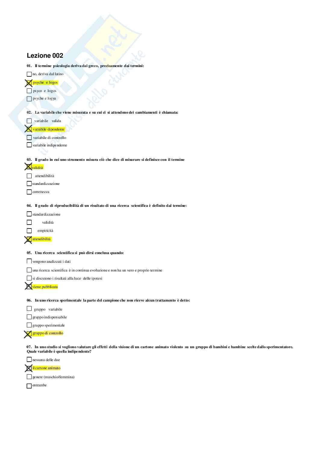 Risposte domande chiuse Psicologia generale e dell'attività fisica aggiornate 2026  Pag. 6