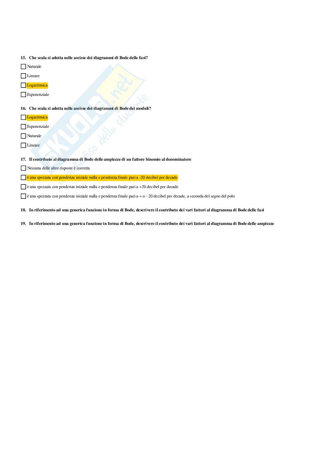 Paniere con risposte chiuse - Fondamenti di automatica (2023/2024) Pag. 26