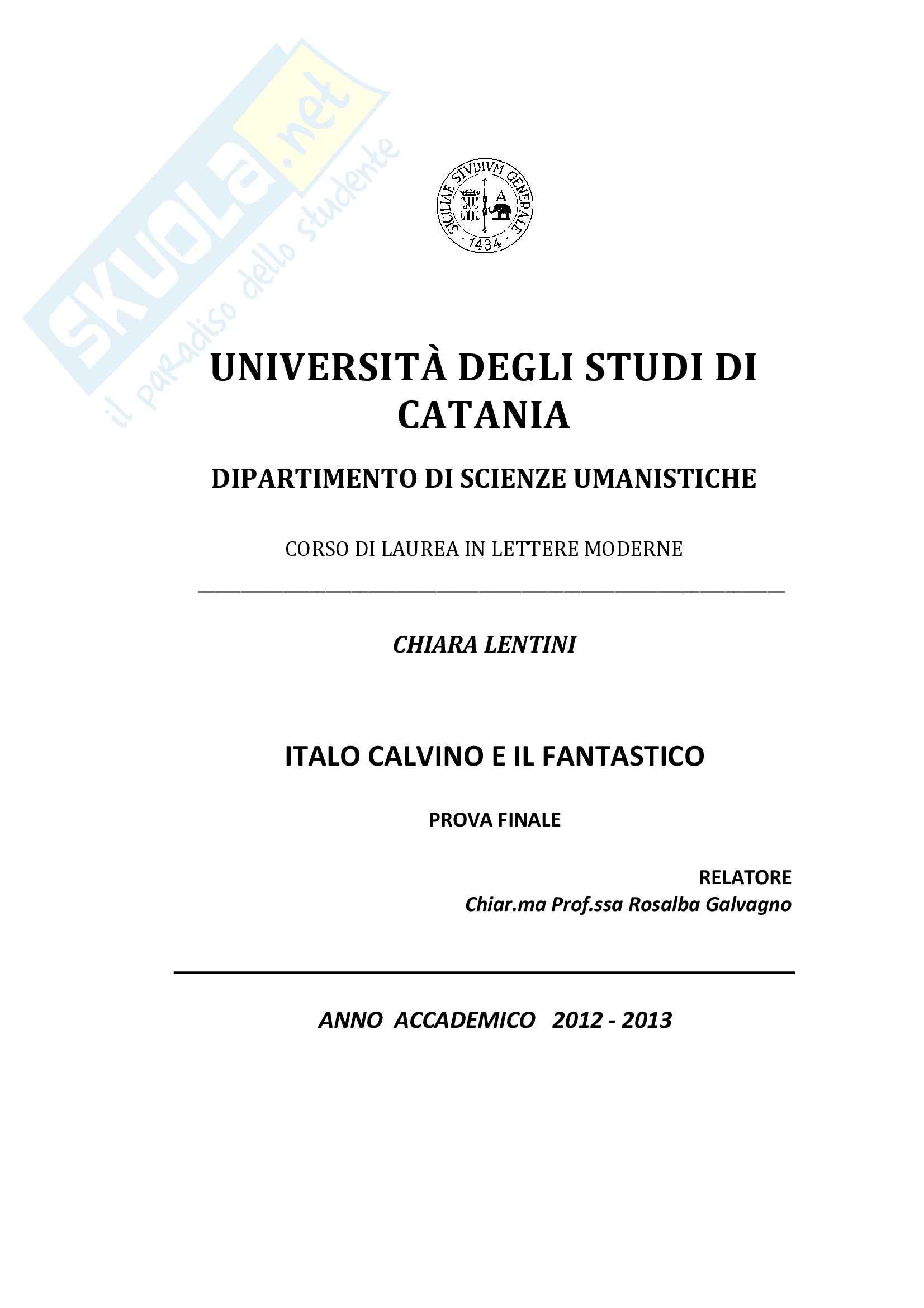 Tesi - Italo Calvino e il fantastico Pag. 1
