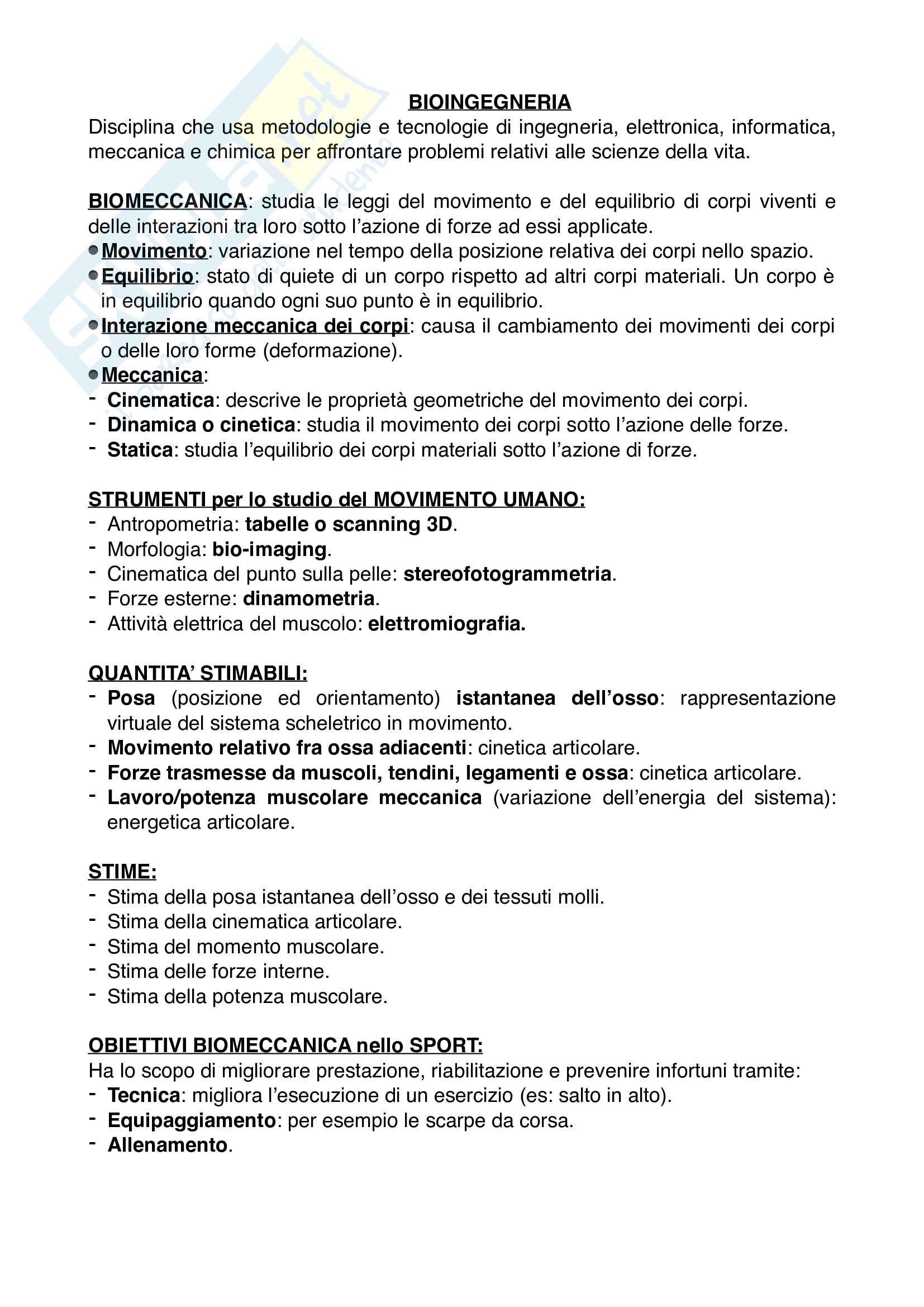 Bioingegneria Pag. 1