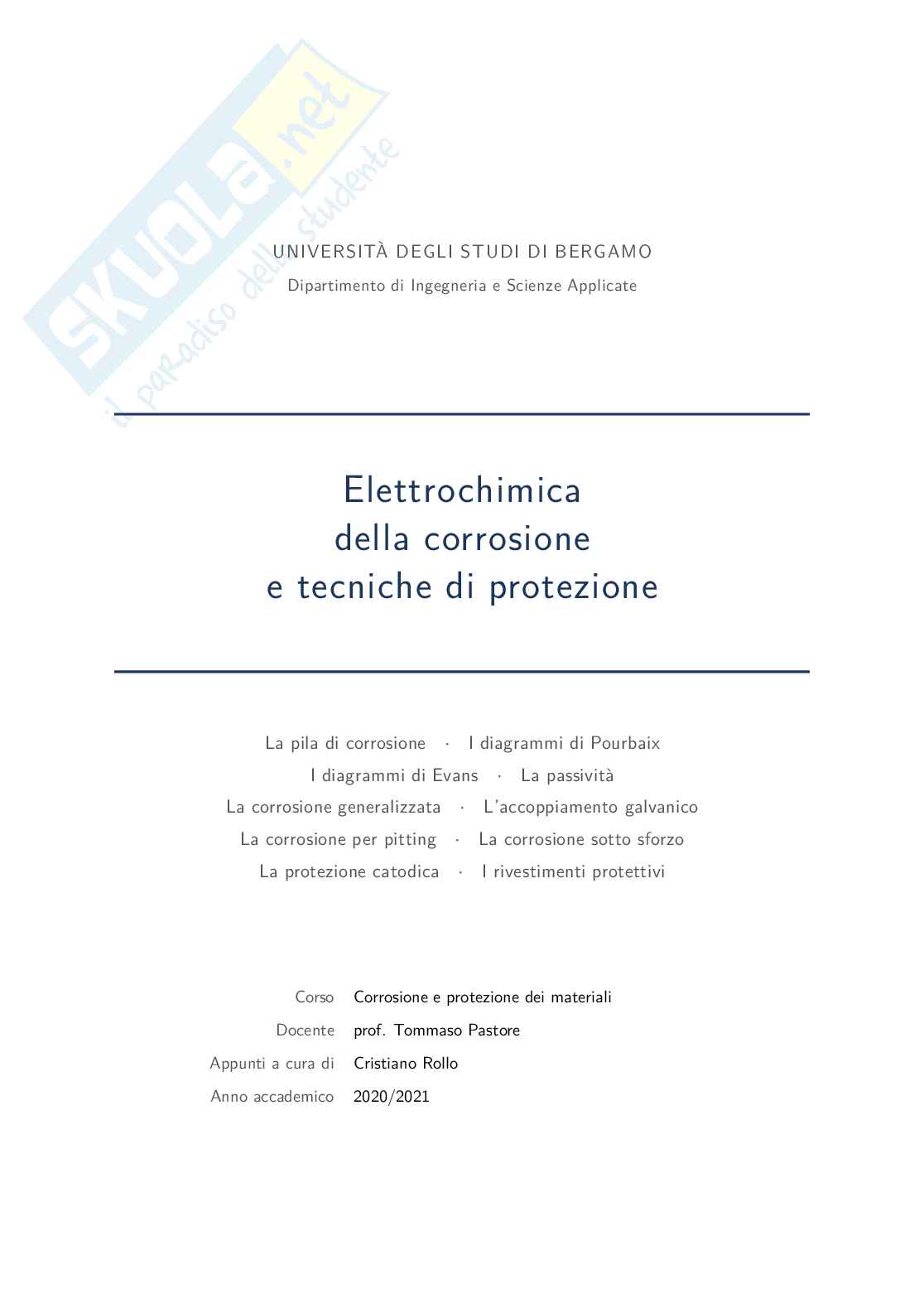 Appunti Corrosione e protezione dei materiali Pag. 1