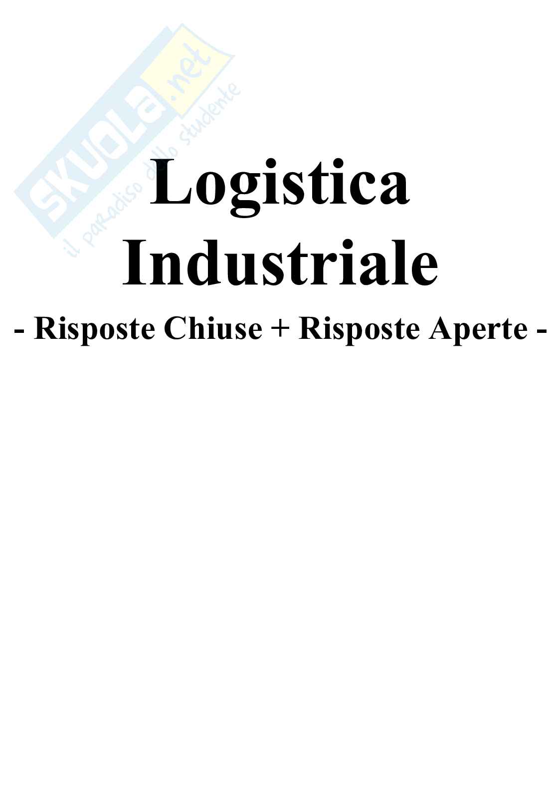 Logistica industriale - Paniere compilato Pag. 1