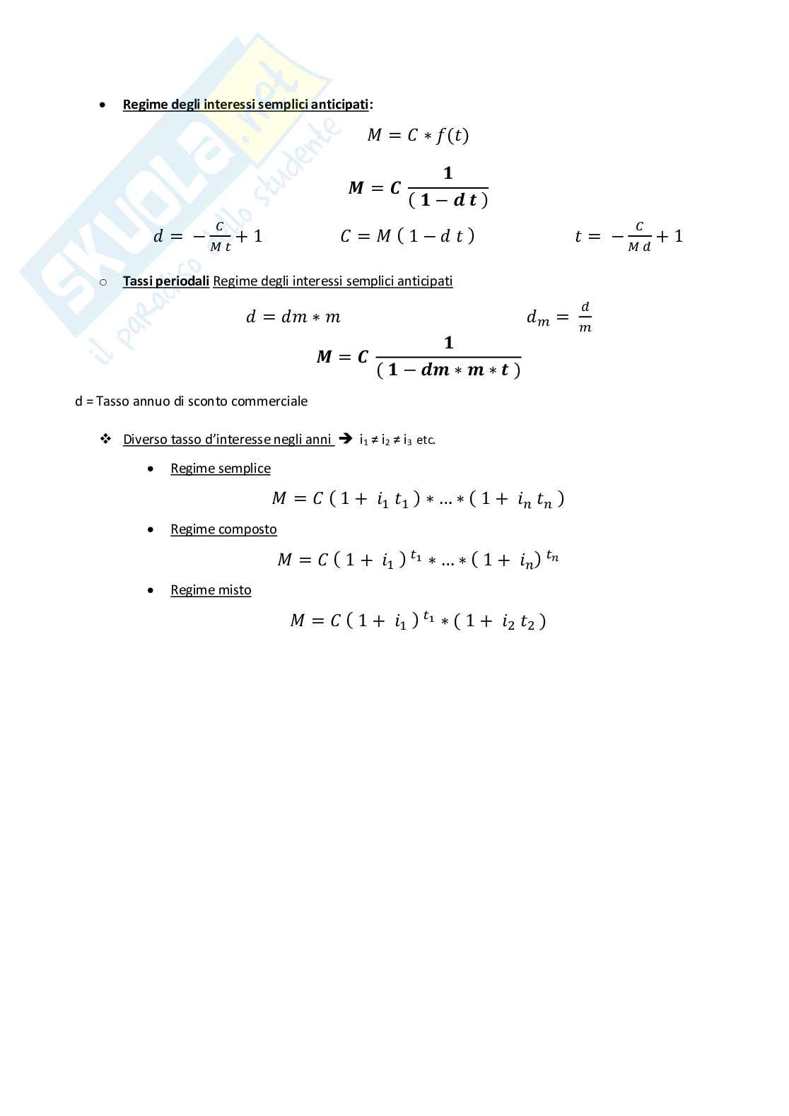 Formulario Matematica finanziaria Pag. 6