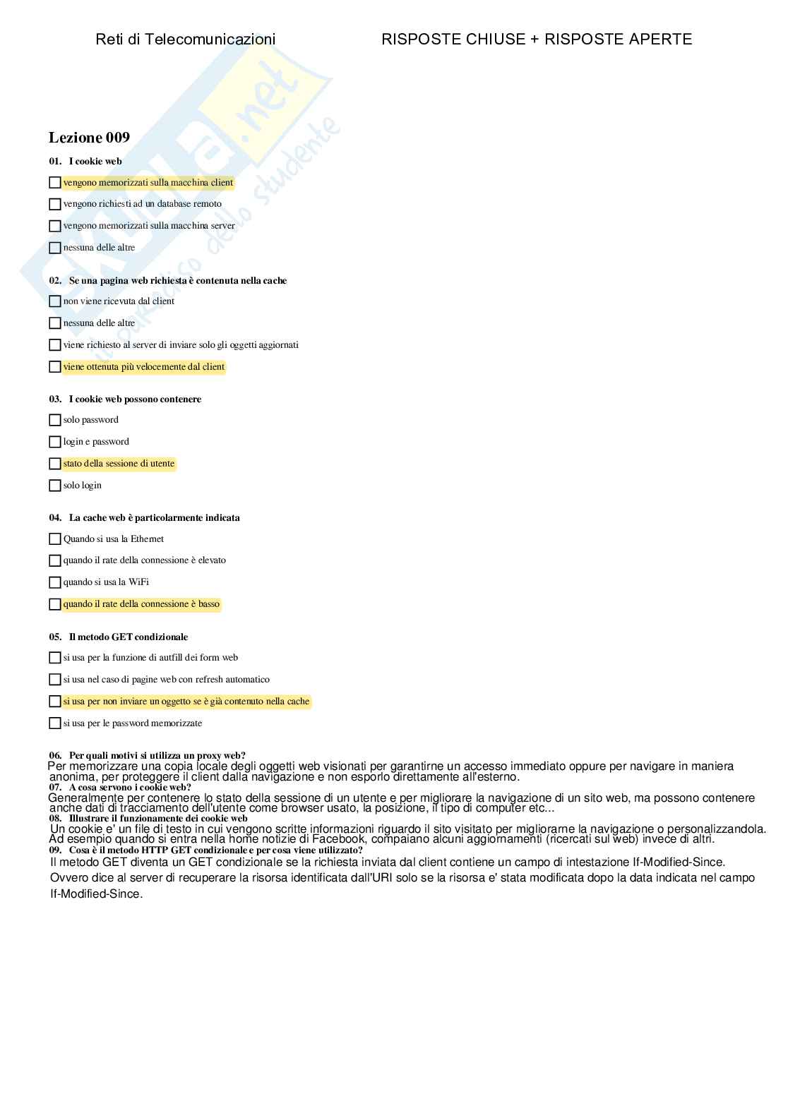 Reti di telecomunicazioni - Paniere compilato Pag. 11