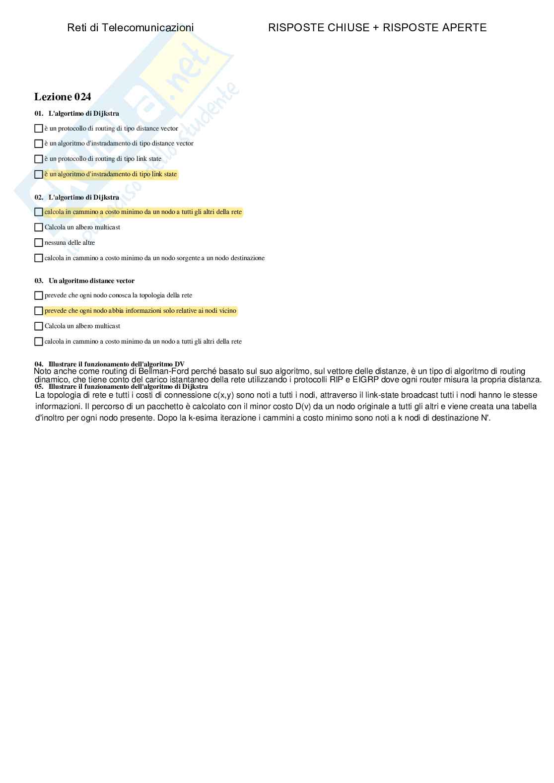 Reti di telecomunicazioni - Paniere compilato Pag. 31