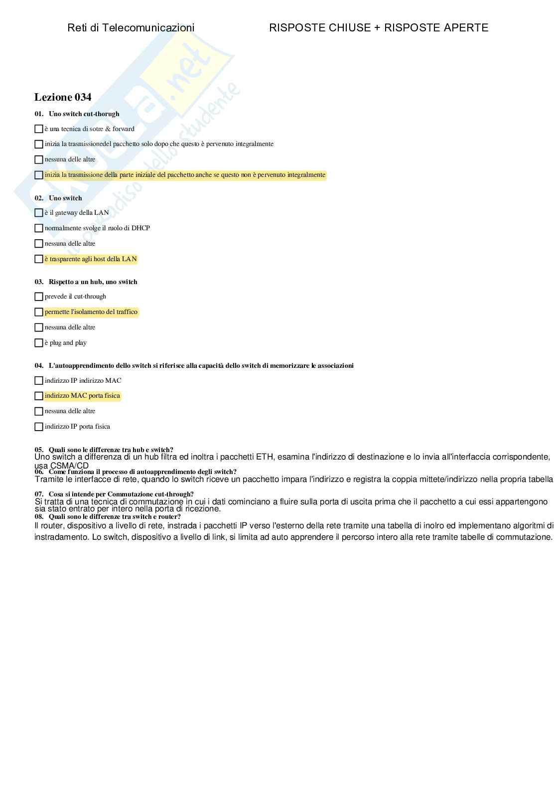 Reti di telecomunicazioni - Paniere compilato Pag. 41