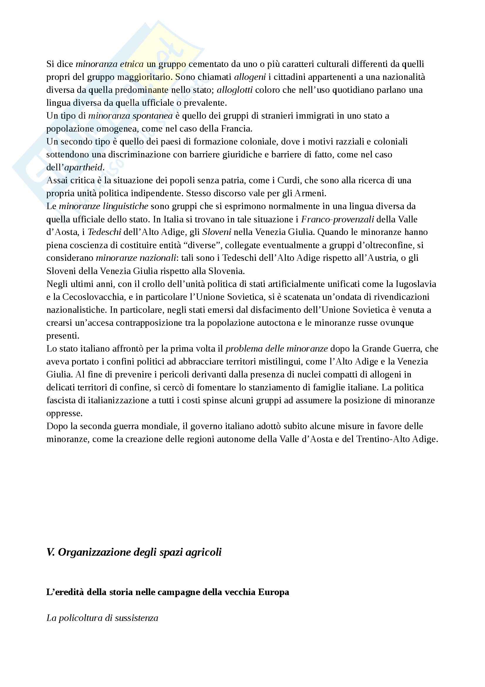Riassunto esame Geografia, prof. Lucarno, libro consigliato Compendio di Geografia Umana,Dagradi, Cencini Pag. 26