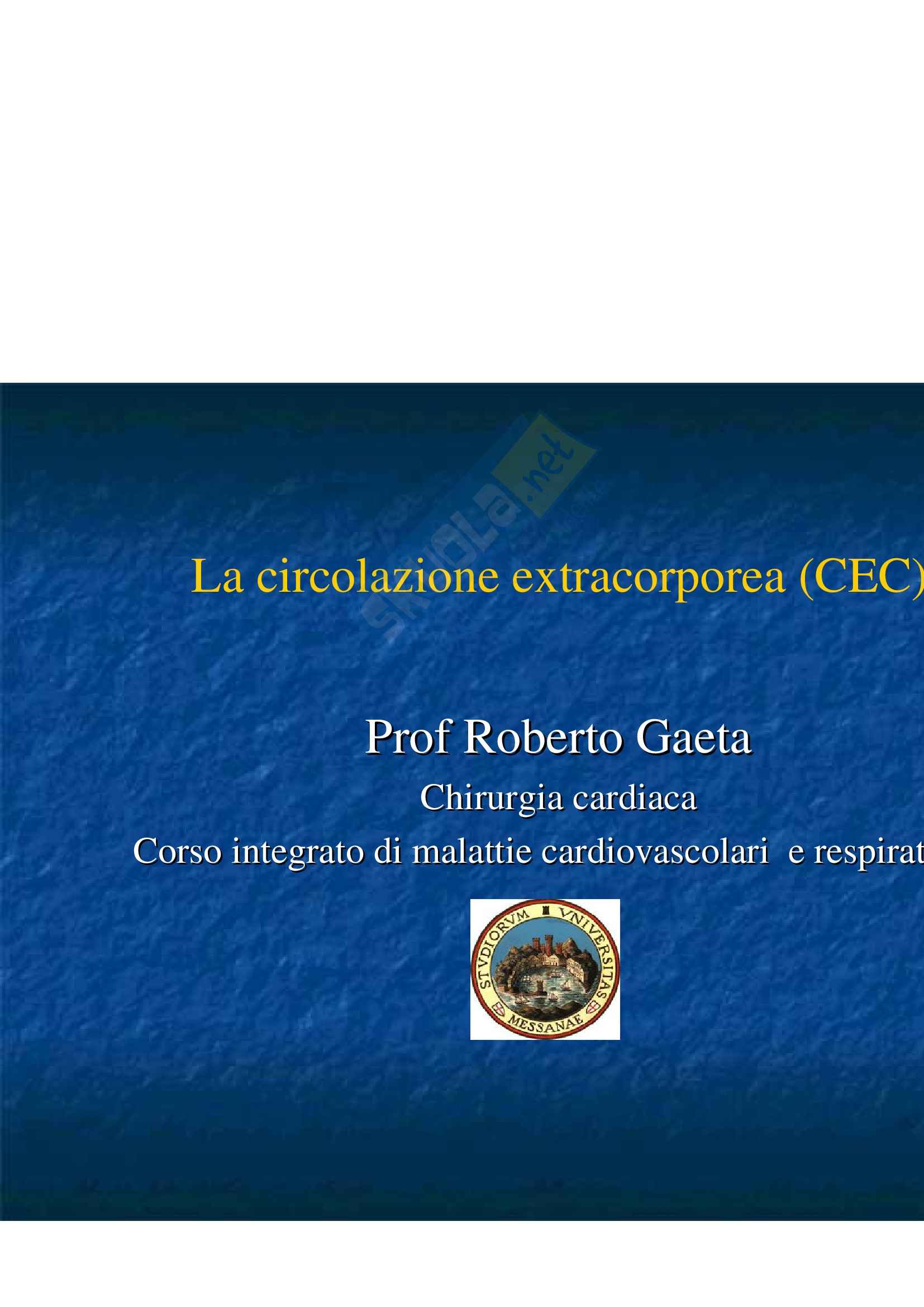 Cardiologia - circolazione extracorporea Pag. 1