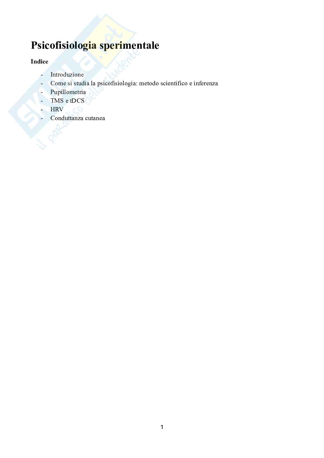 Appunti esame Psicofisiologia sperimentale Pag. 1