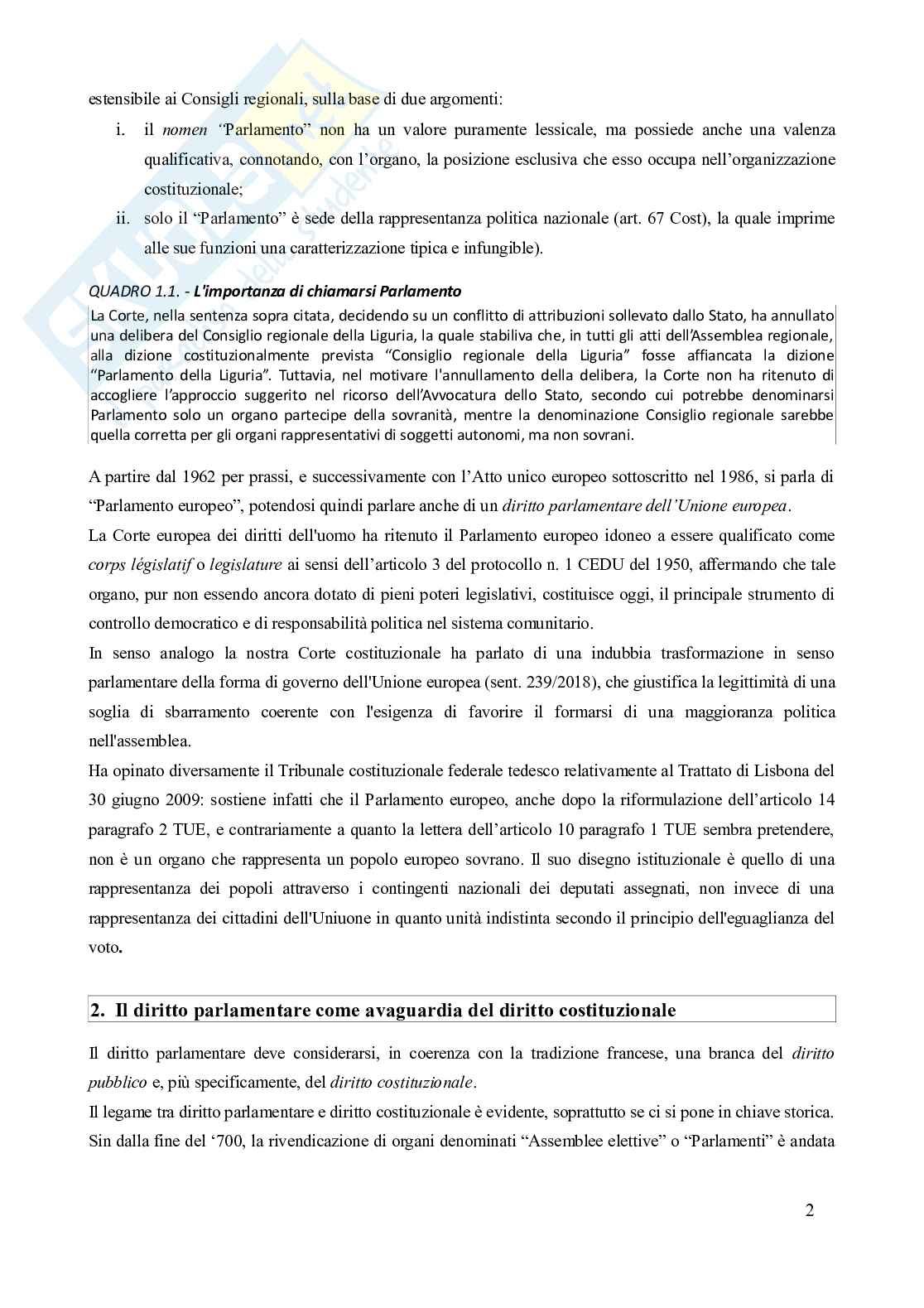 Riassunto esame Diritto parlamentare, Prof. Martinelli Claudio, libro consigliato Corso di diritto parlamentare (2023), Gianniti, Lupo Pag. 2