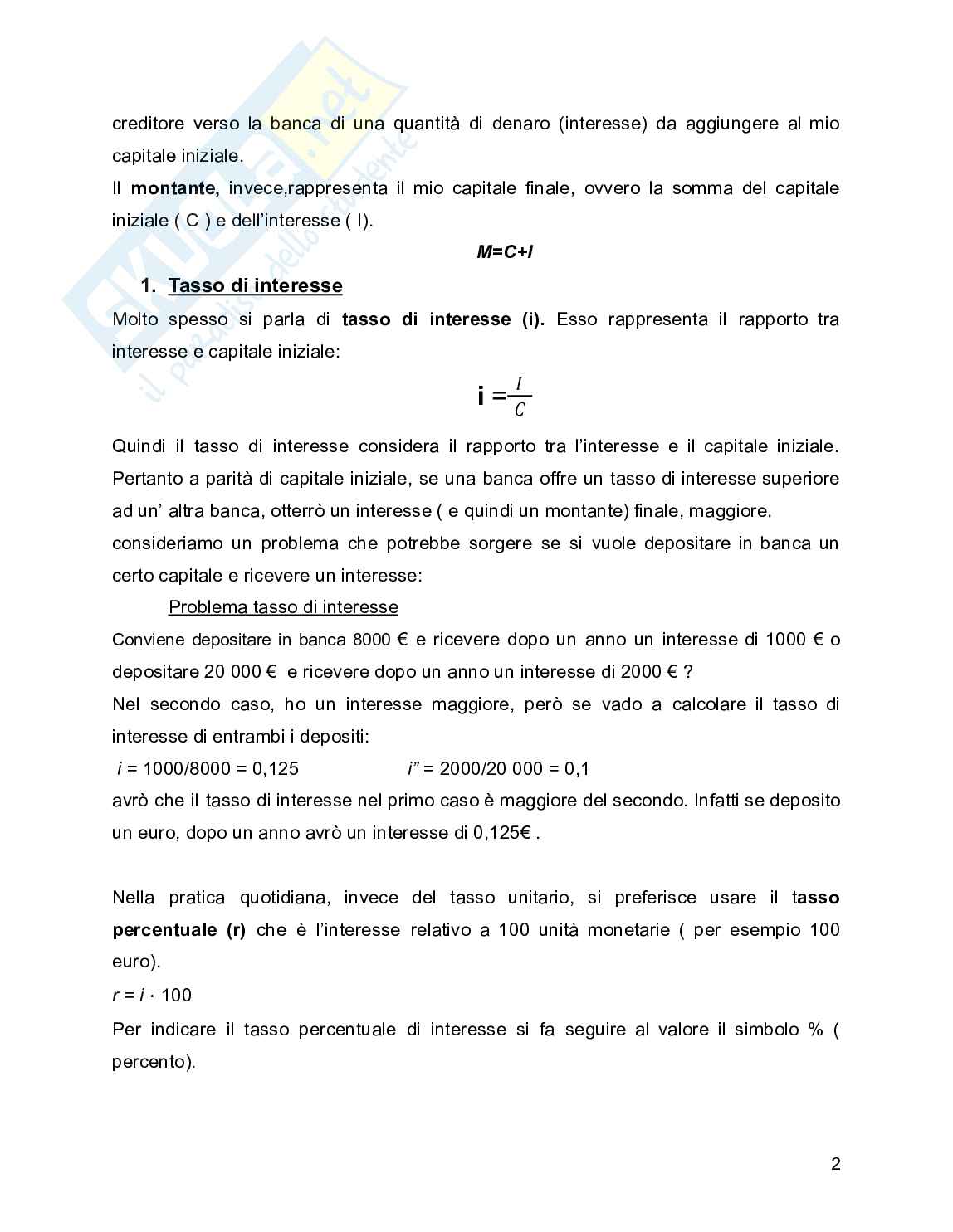 Capitalizzazione, montante e interesse Pag. 2
