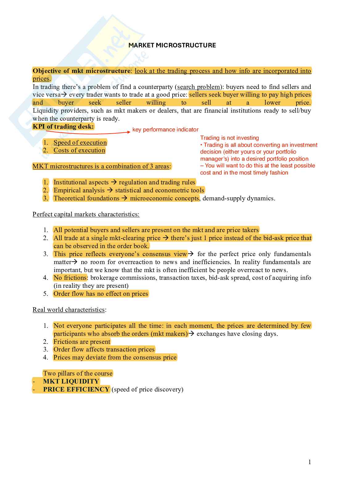 Market Microstructure Pag. 1