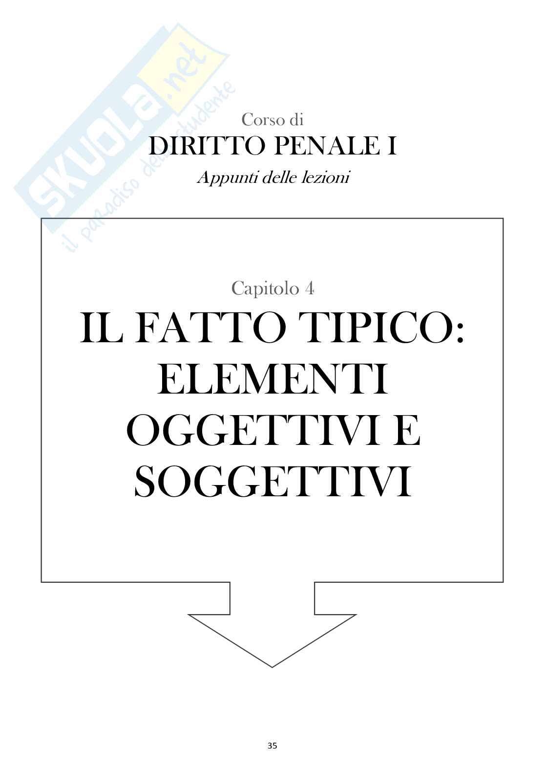 Appunti delle lezioni di diritto penale I concernenti gli elementi oggettivi e soggettivi del fatto tipico Pag. 1