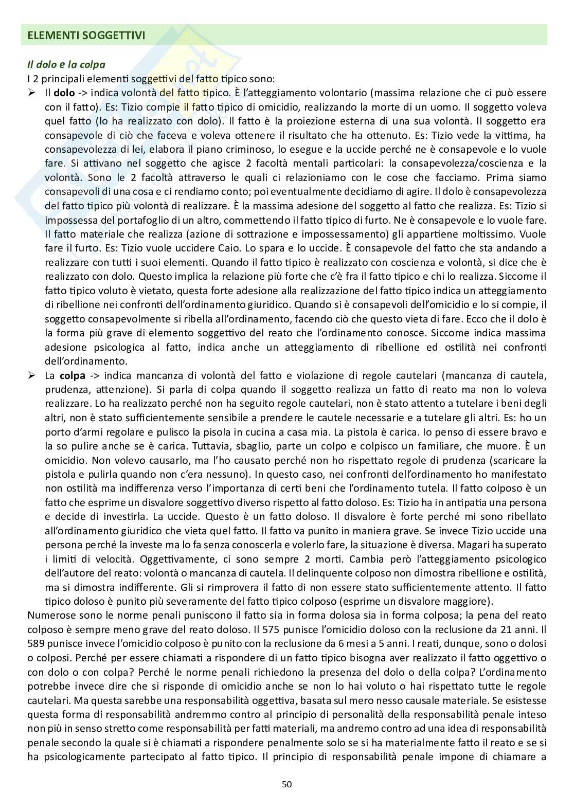 Appunti delle lezioni di diritto penale I concernenti gli elementi oggettivi e soggettivi del fatto tipico Pag. 16