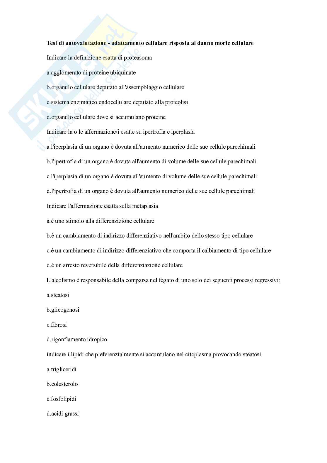 Test Patologia generale e immunologia Pag. 1