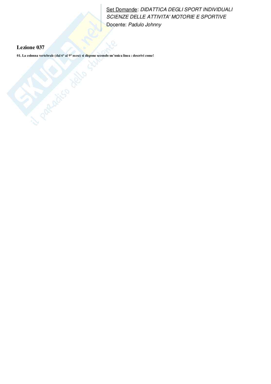 Set Domande Paniere Risposte Chiuse Didattica degli Sport Individuali e di Squadra Pag. 36