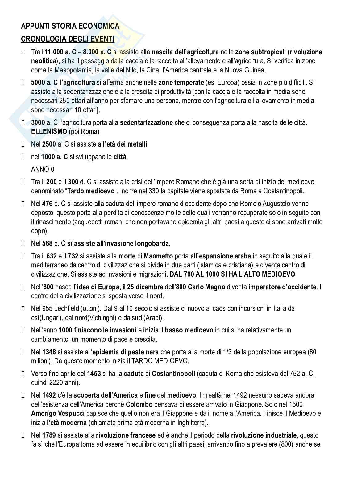 Appunti di Storia economica Pag. 1