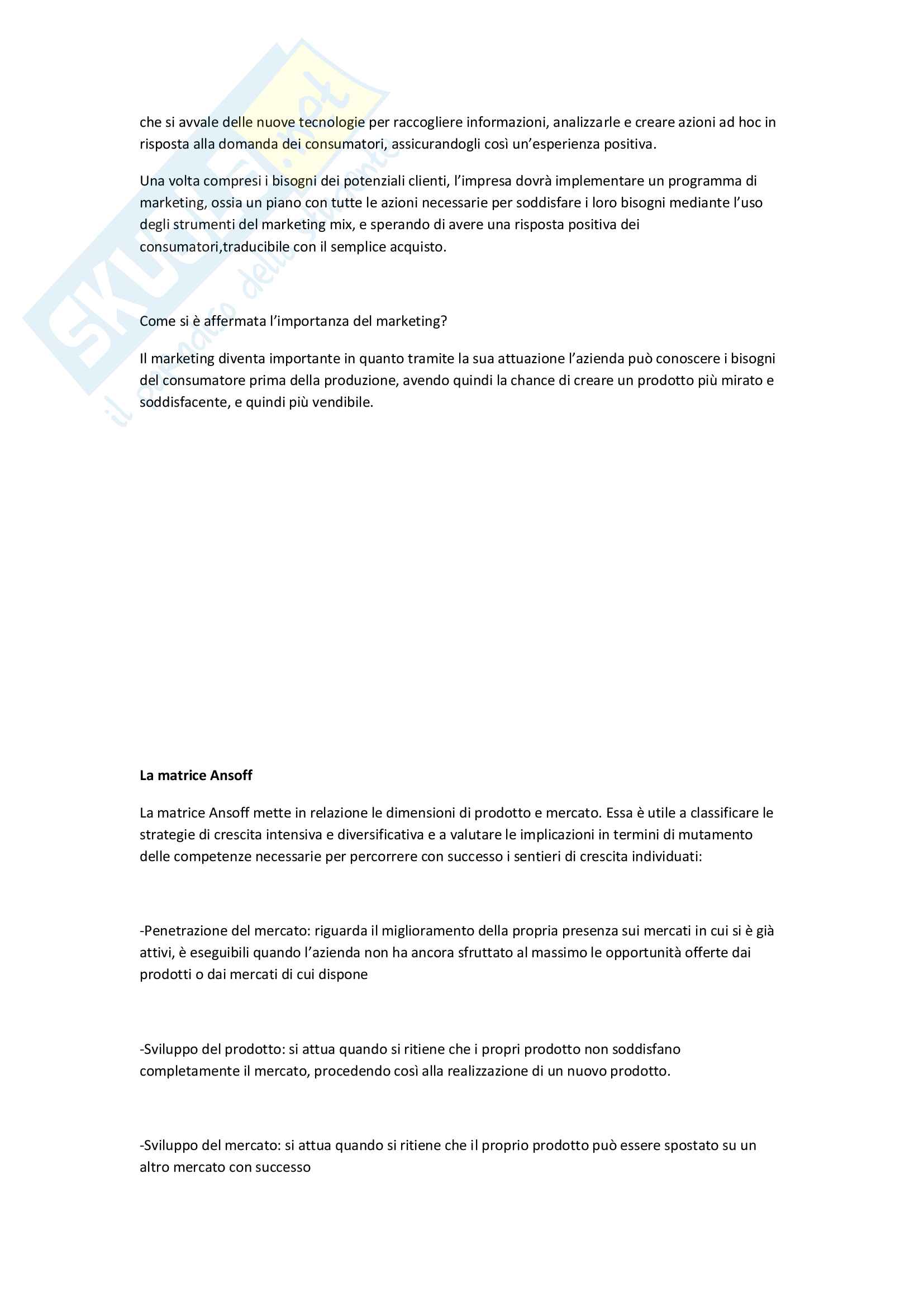 Marketing, Riassunto Pag. 2