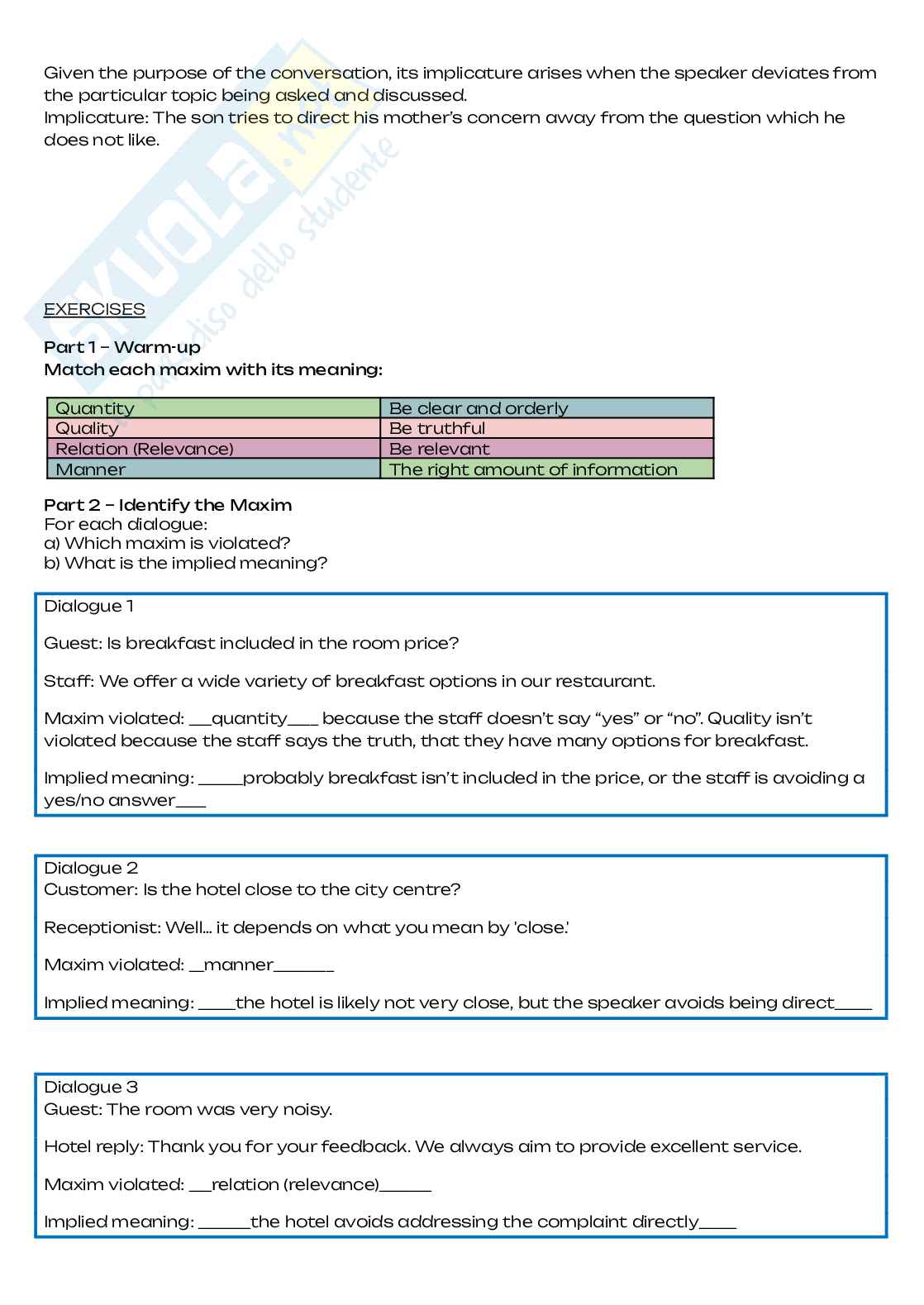 English linguistics for tourism and commerce, Lingua inglese 3 Pag. 11