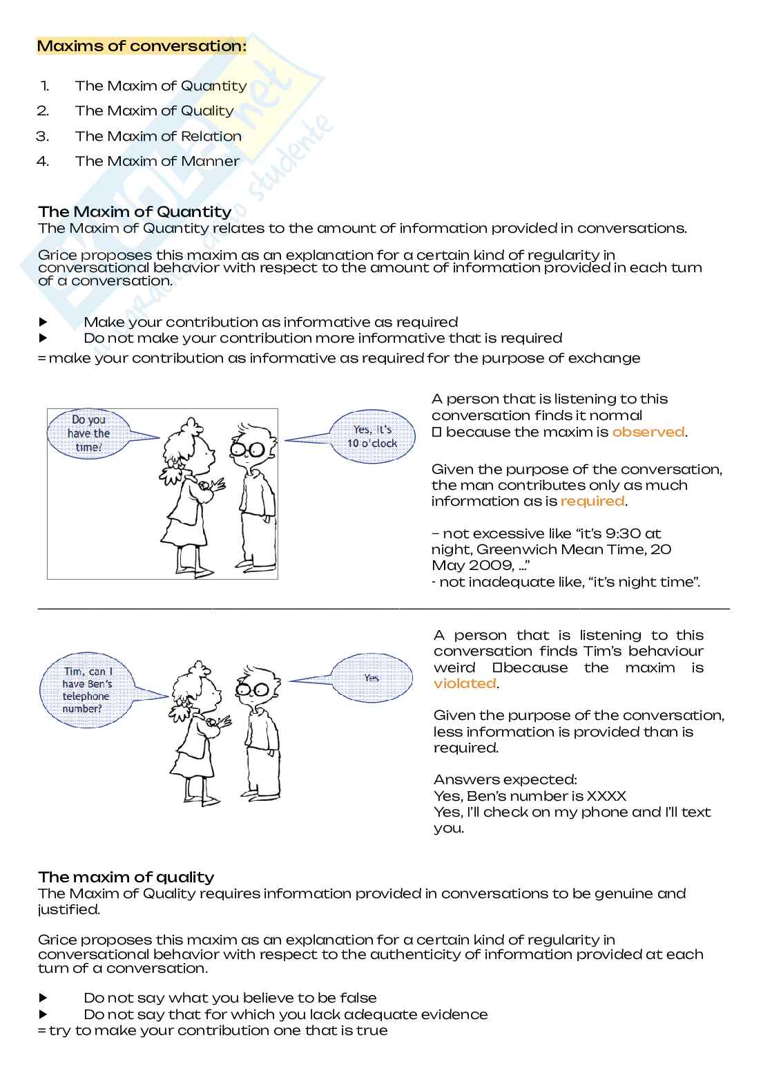 English linguistics for tourism and commerce, Lingua inglese 3 Pag. 6