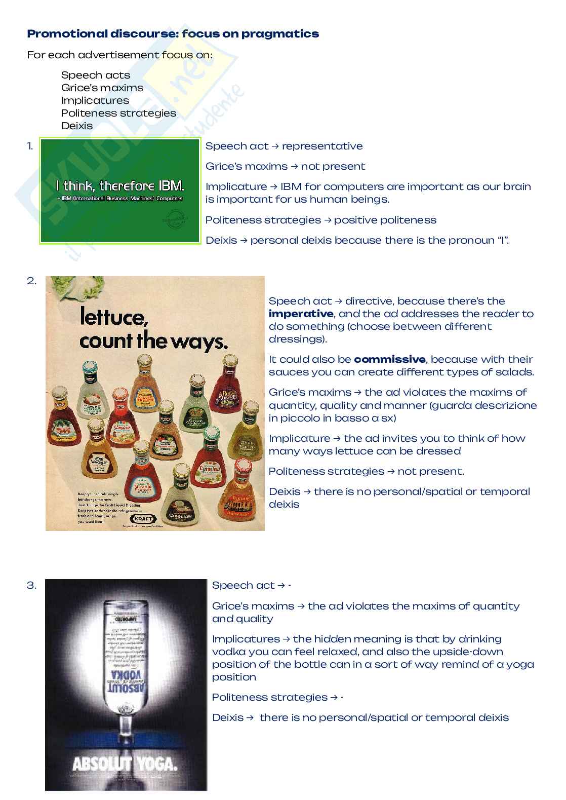 English linguistics for tourism and commerce, Lingua inglese 3 Pag. 61
