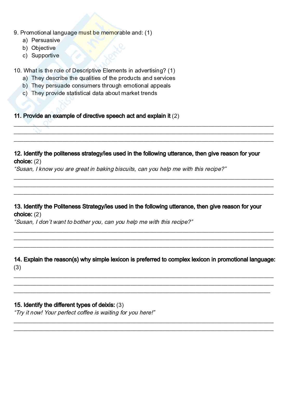 English linguistics for tourism and commerce, Lingua inglese 3 Pag. 66