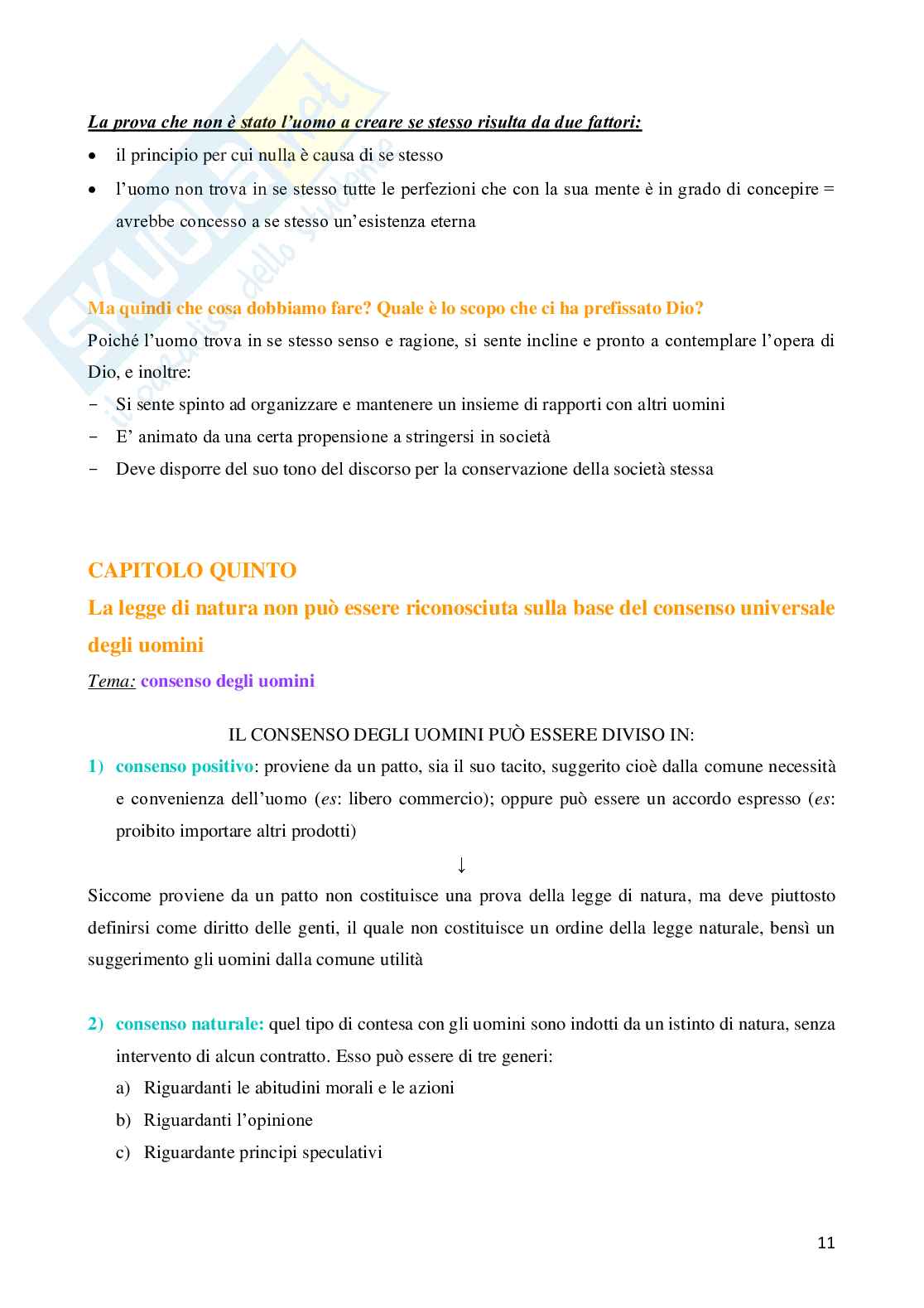 Riassunto esame Storia della filosofia, Prof. De Lucia Paolo, libro consigliato Saggi sulla legge naturale, Locke Pag. 11