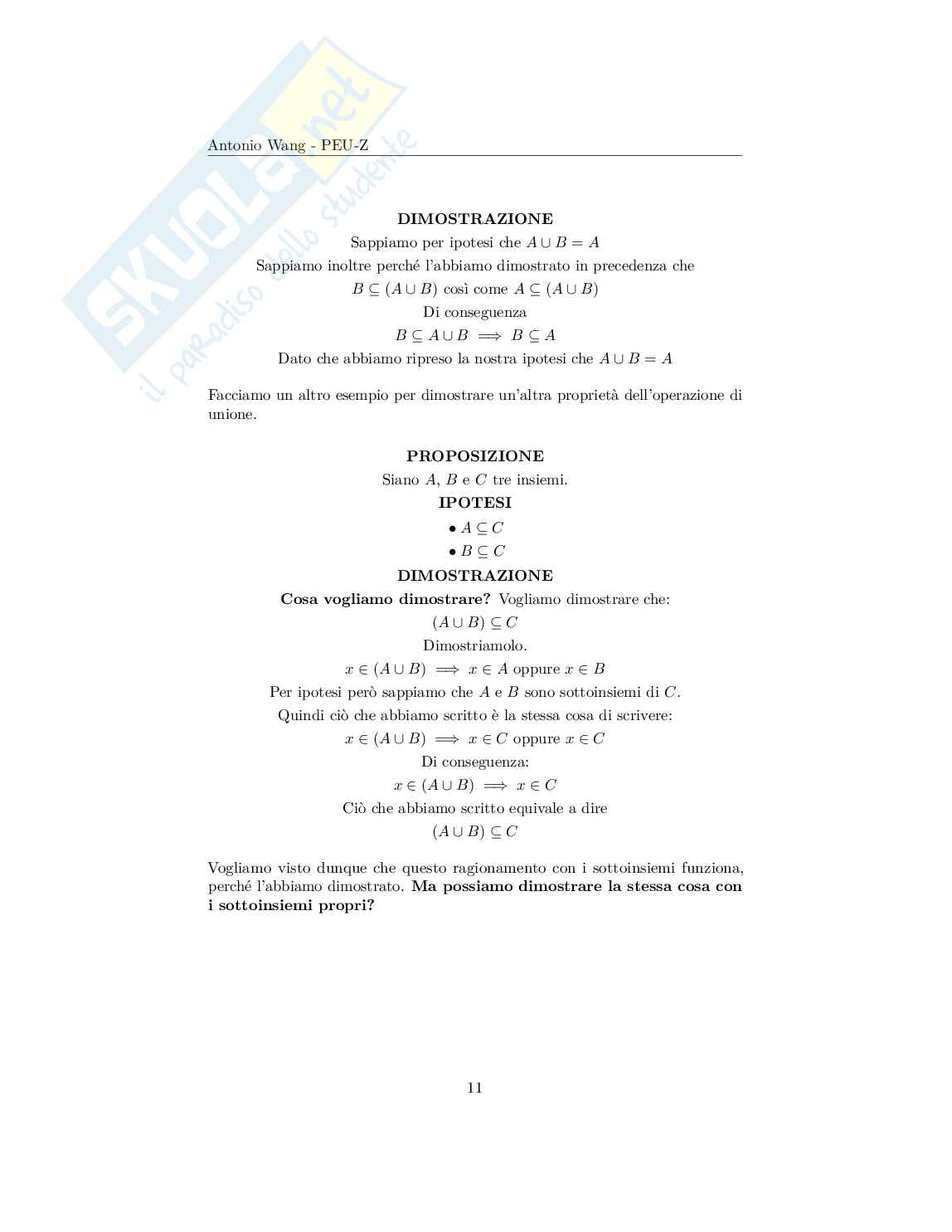 Appunti Matematica discreta – Informatica (Insiemi, funzioni, algebra) Pag. 11