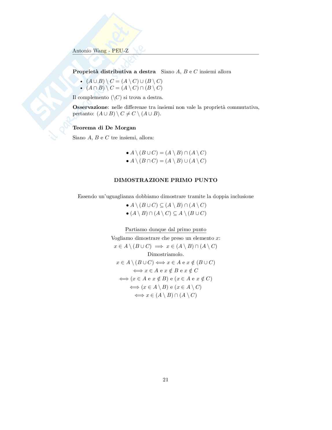 Appunti Matematica discreta – Informatica (Insiemi, funzioni, algebra) Pag. 21