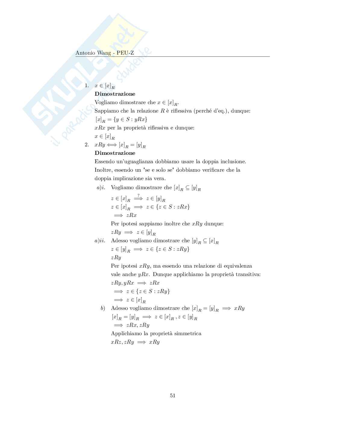 Appunti Matematica discreta – Informatica (Insiemi, funzioni, algebra) Pag. 51