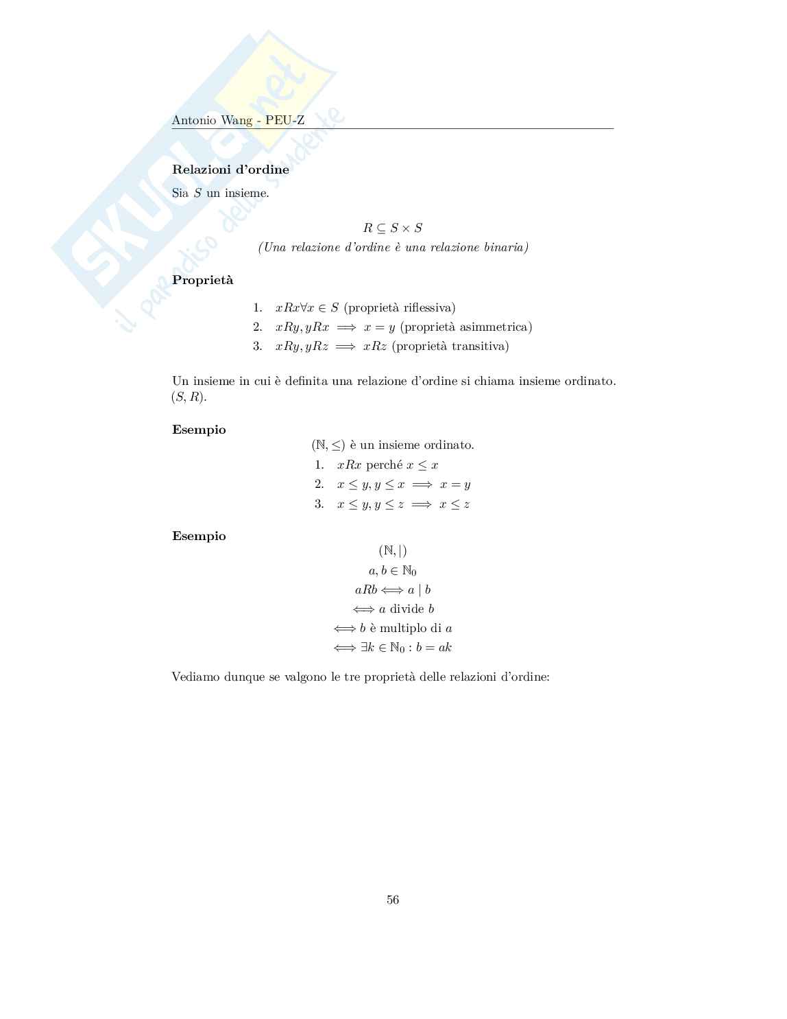 Appunti Matematica discreta – Informatica (Insiemi, funzioni, algebra) Pag. 56