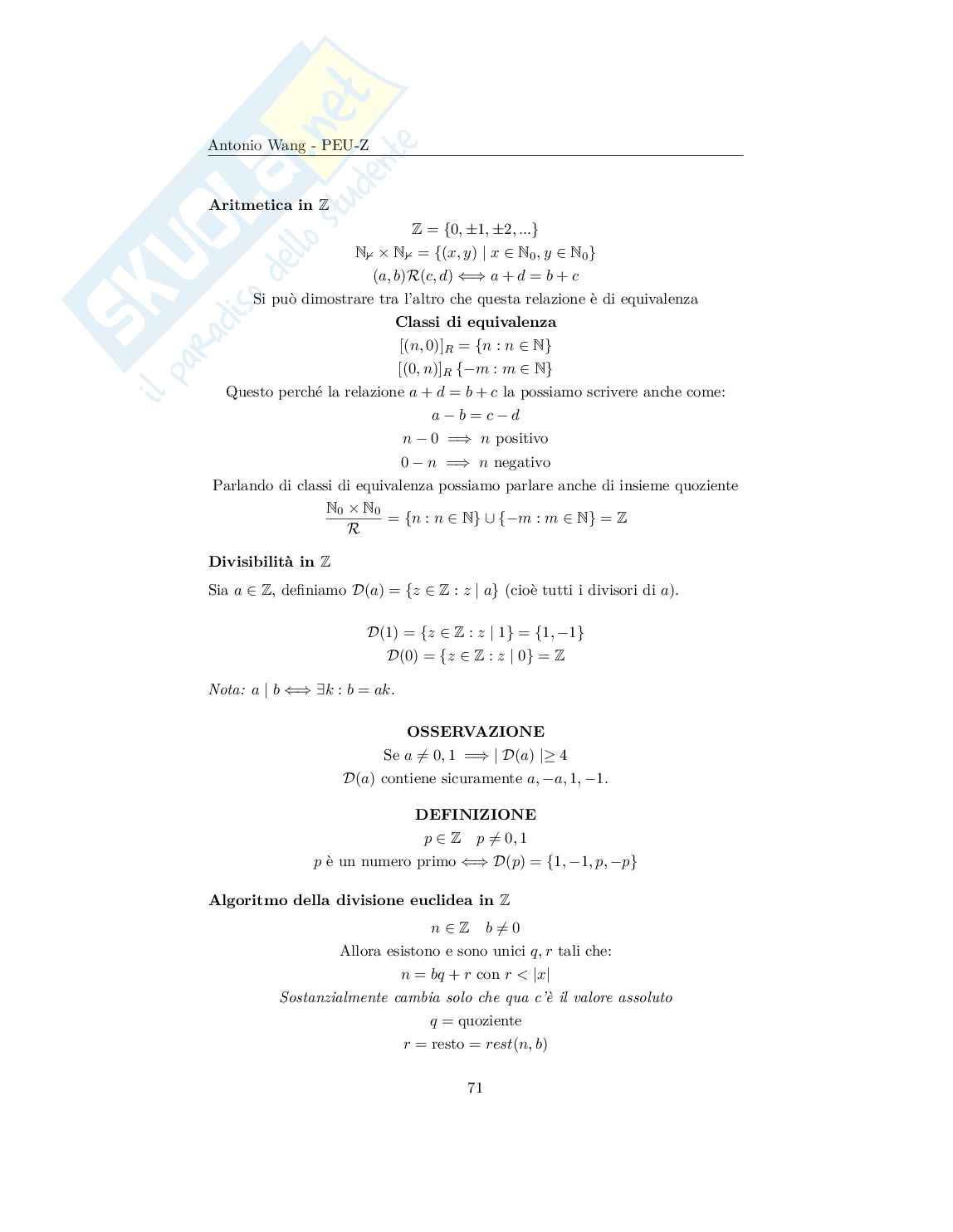 Appunti Matematica discreta – Informatica (Insiemi, funzioni, algebra) Pag. 71