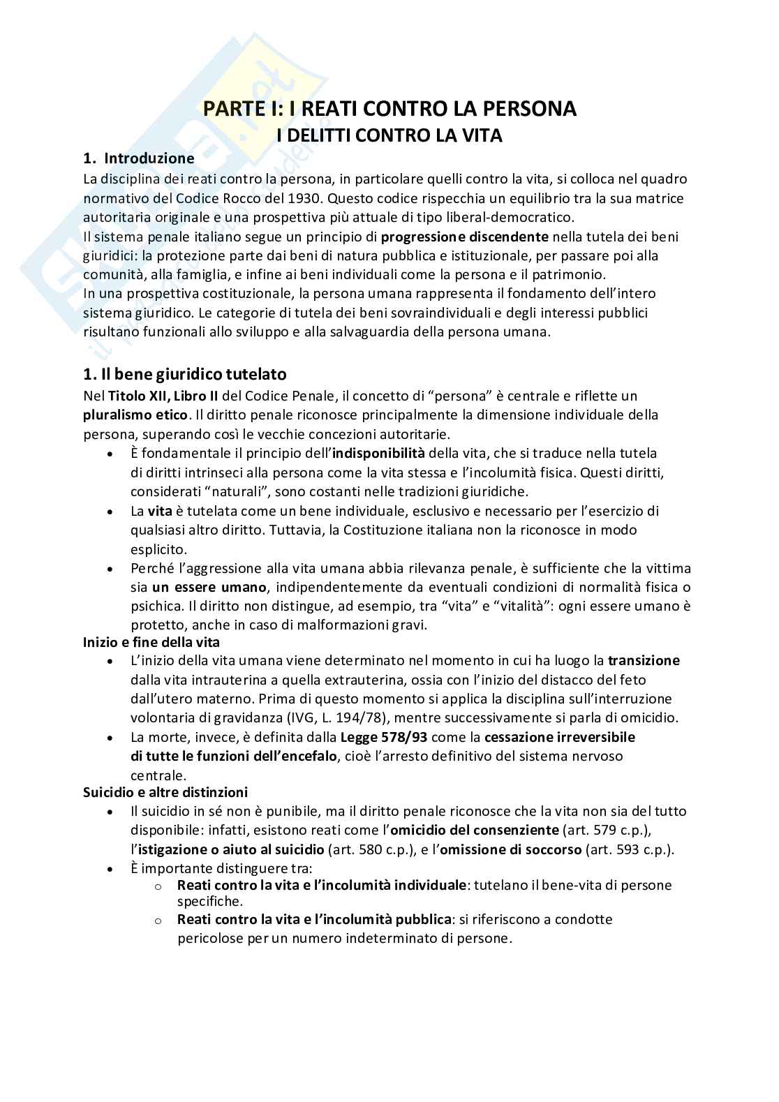 Riassunto esame Diritto penale avanzato, Prof. Fornasari Gabriele, libro consigliato Diritto penale. Percorsi di parte speciale, Canestrari, Curi, Fondaroli, Manes, Mantovani, Nisco, Tordini Cagli Pag. 1