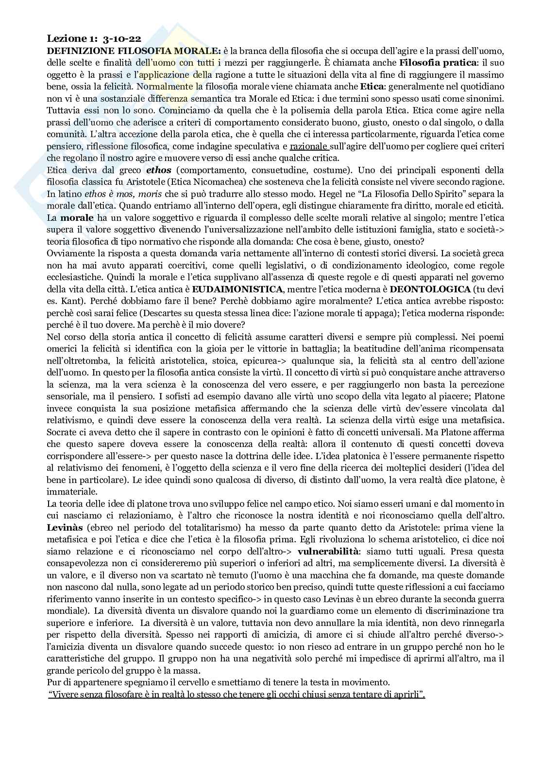 Appunti completi del corso di Filosofia morale Pag. 2