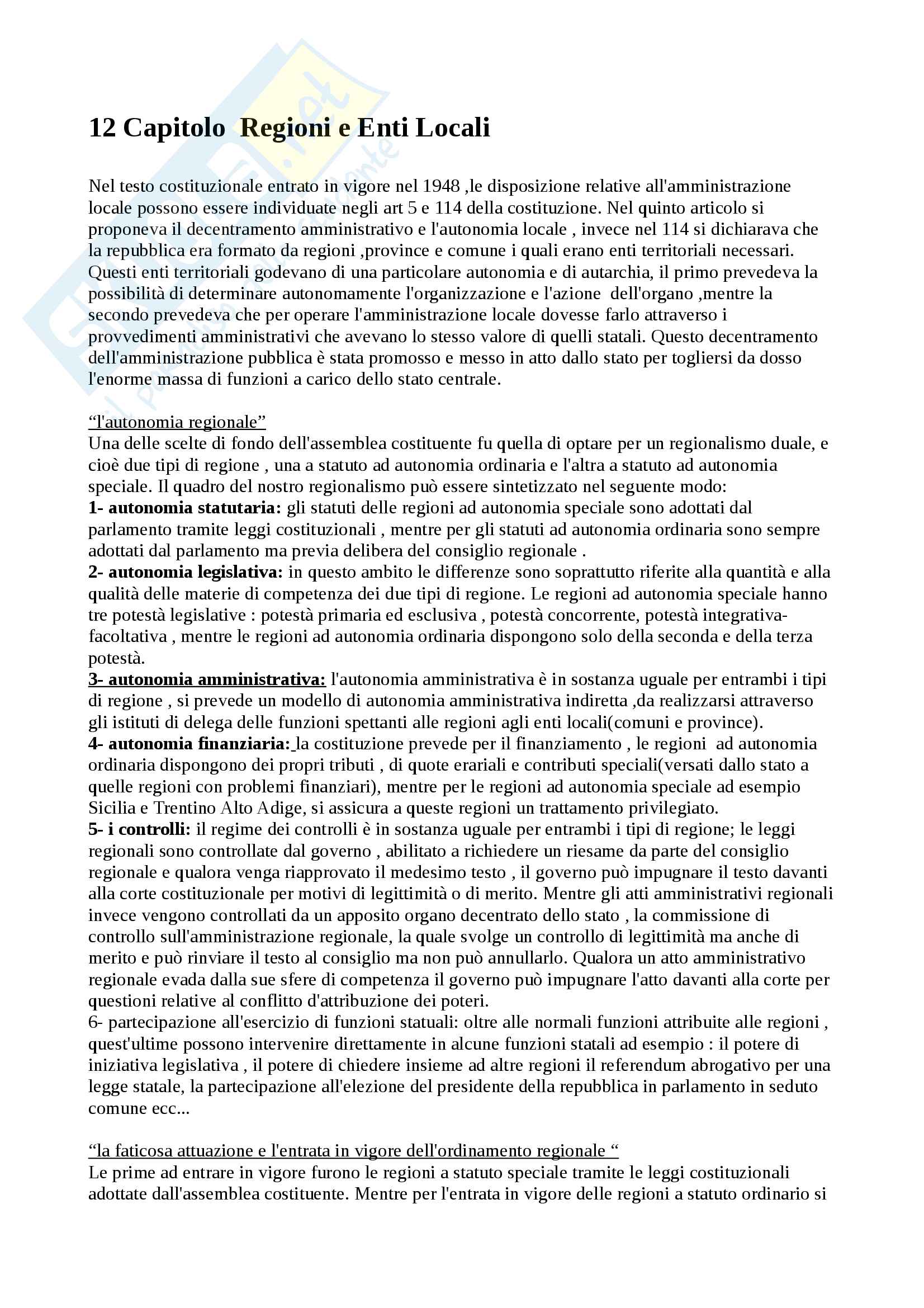 Regioni e Enti Locali Pag. 1