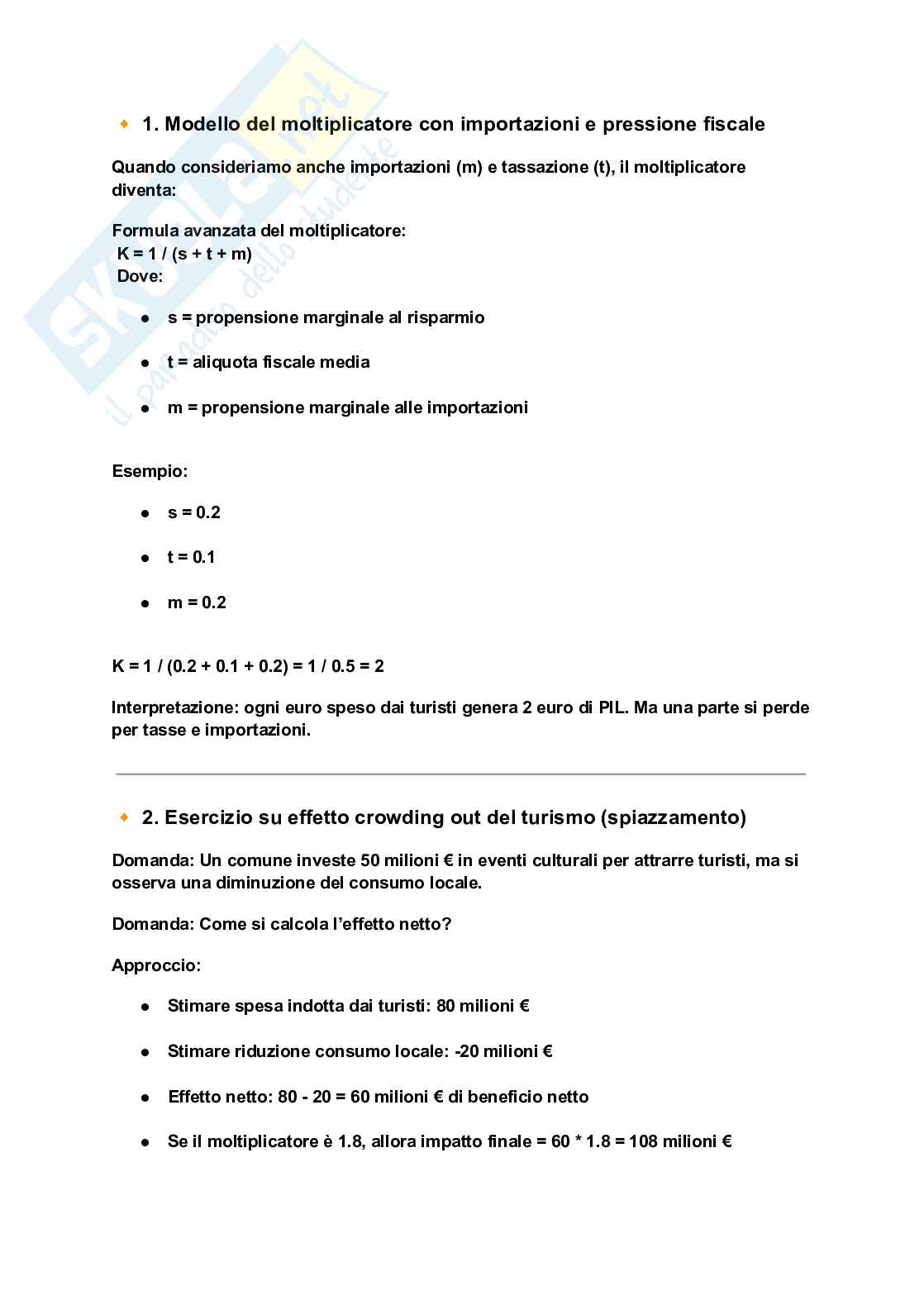 Economia del turismo – Appunti con formule Pag. 6