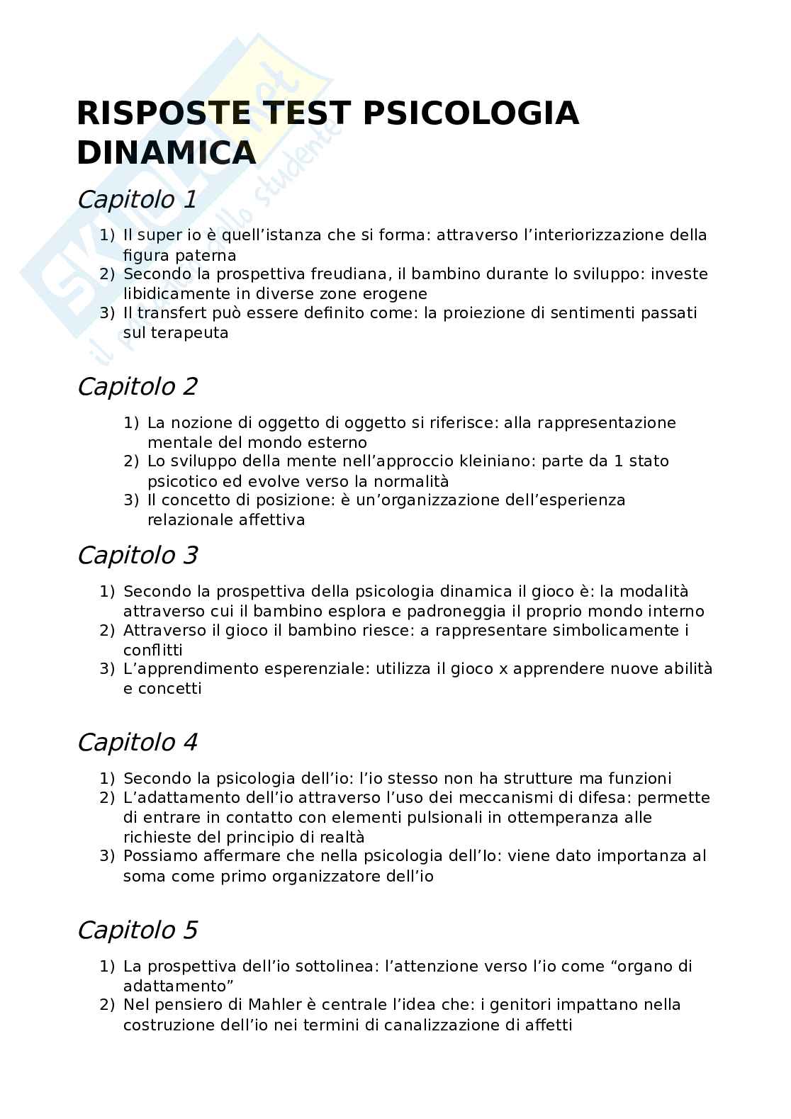 Risposte psicologia dinamica Pag. 1