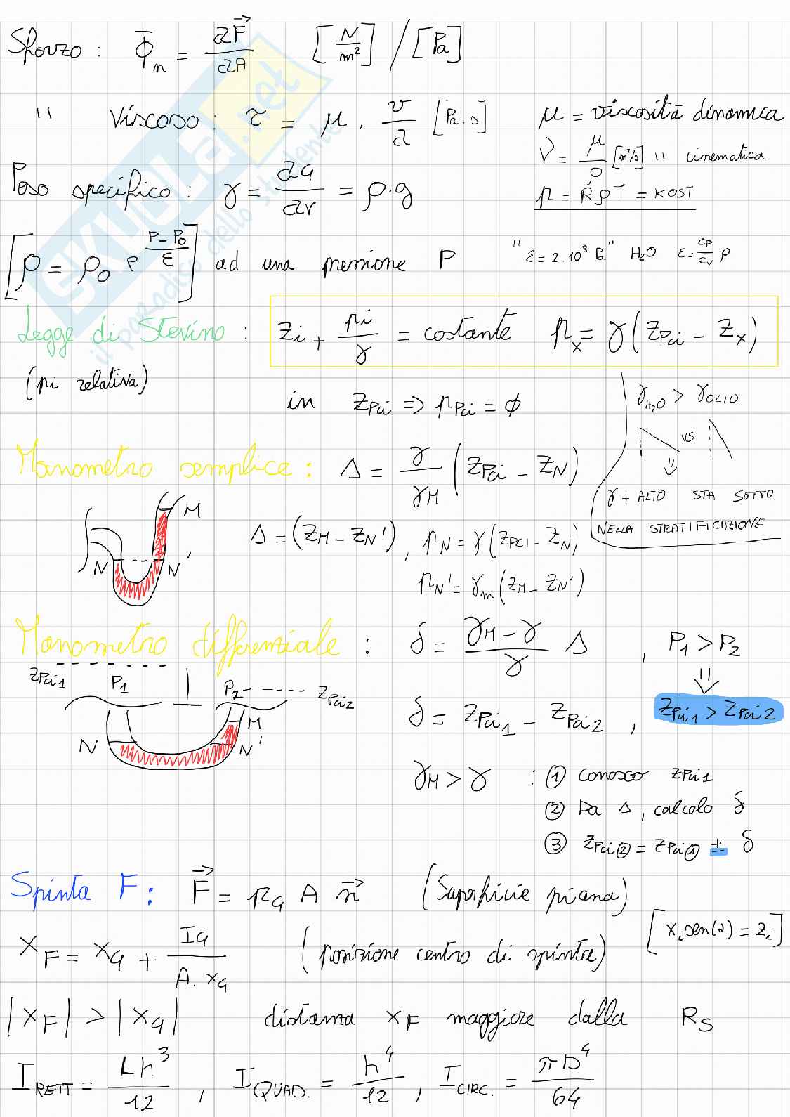 Formulario ed esercizi idraulica Pag. 1